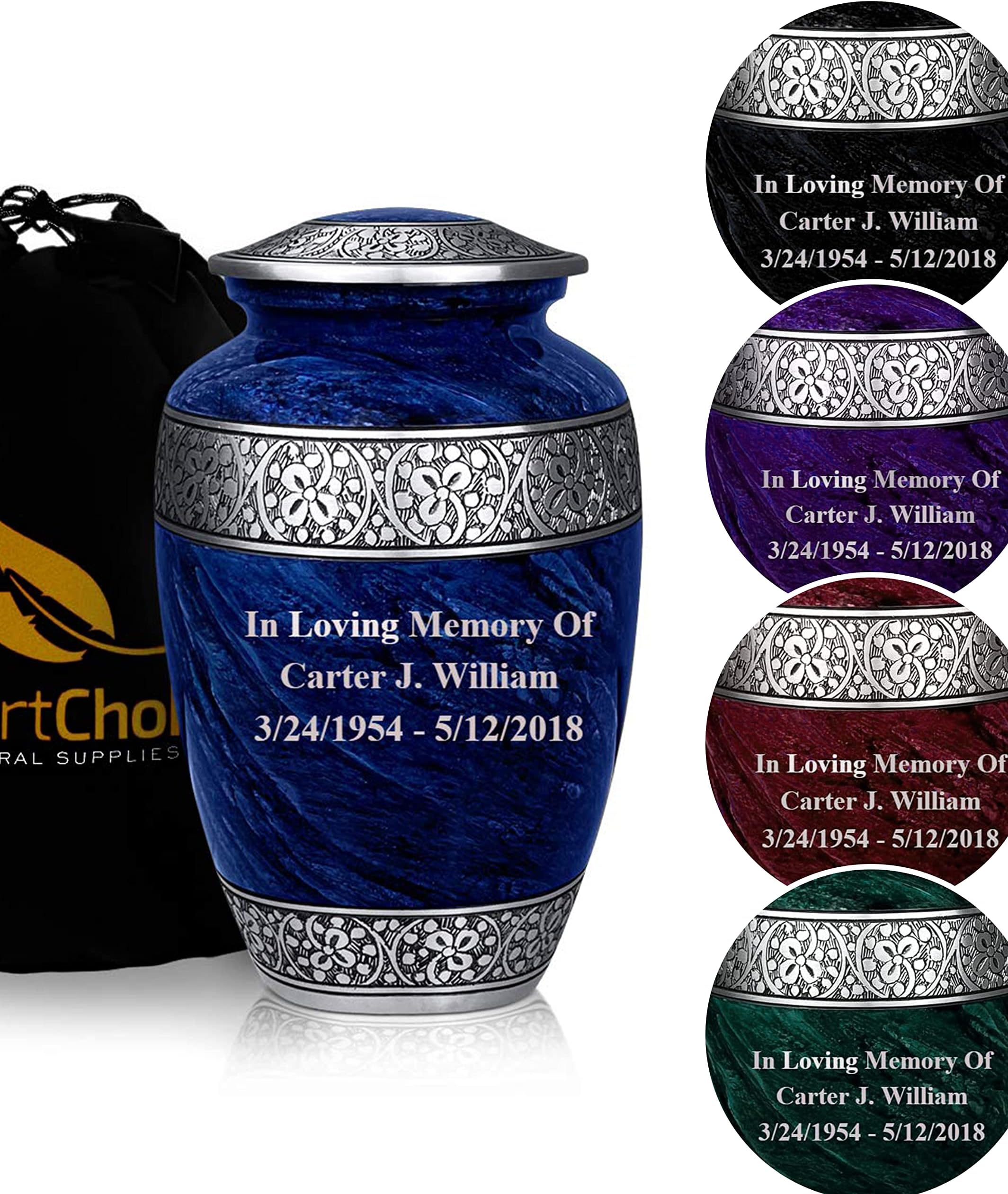 SmartChoiceUrn for Human Ashes Adult Memorial urn Funeral Cremation Urns (Personalized Cremation Urn)