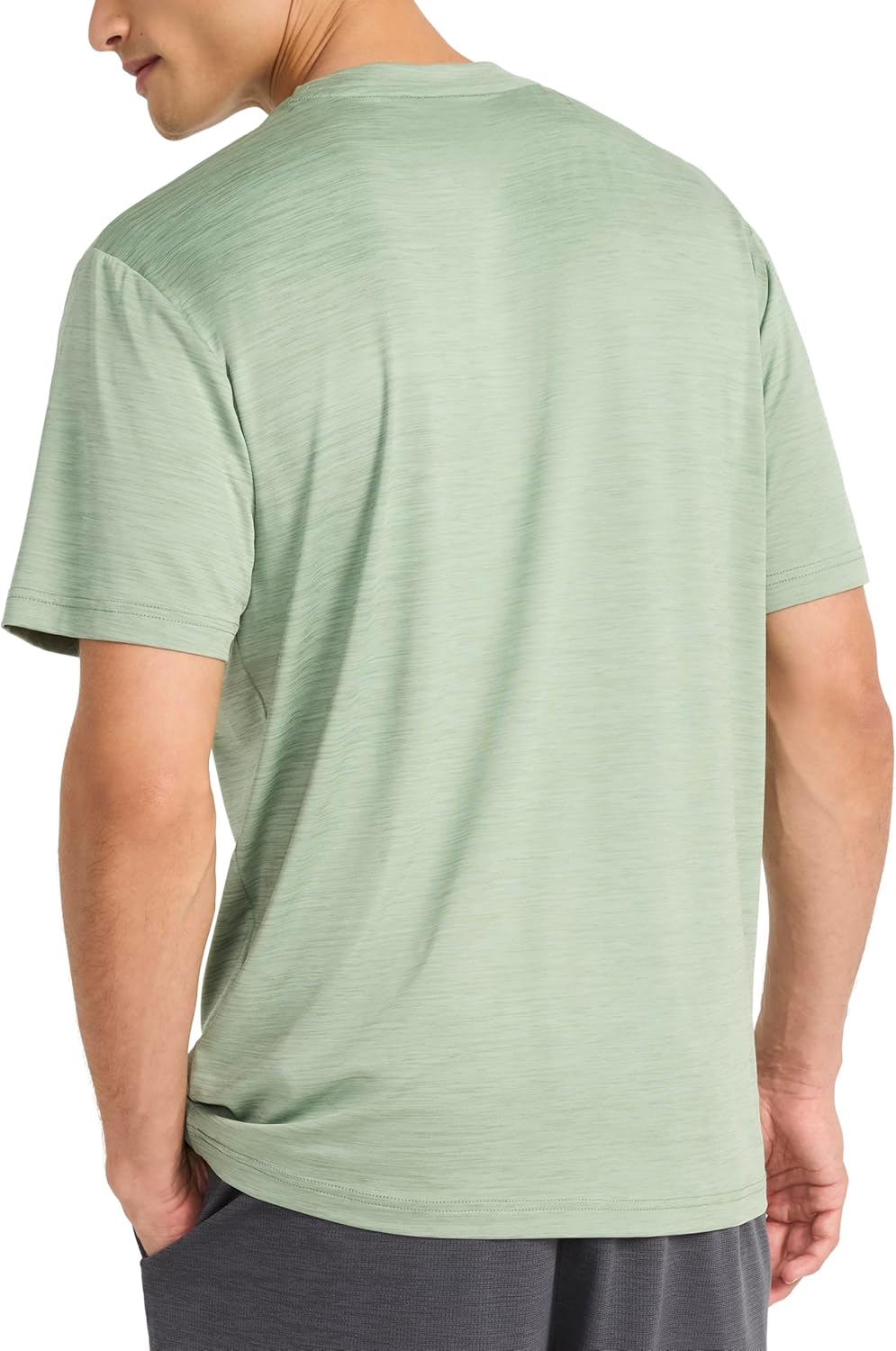 Reebok Mens Reflective Small Logo Crewneck T-Shirt, Standard Fit, Lightweight Cool Touch Jersey Fabric - Image 2