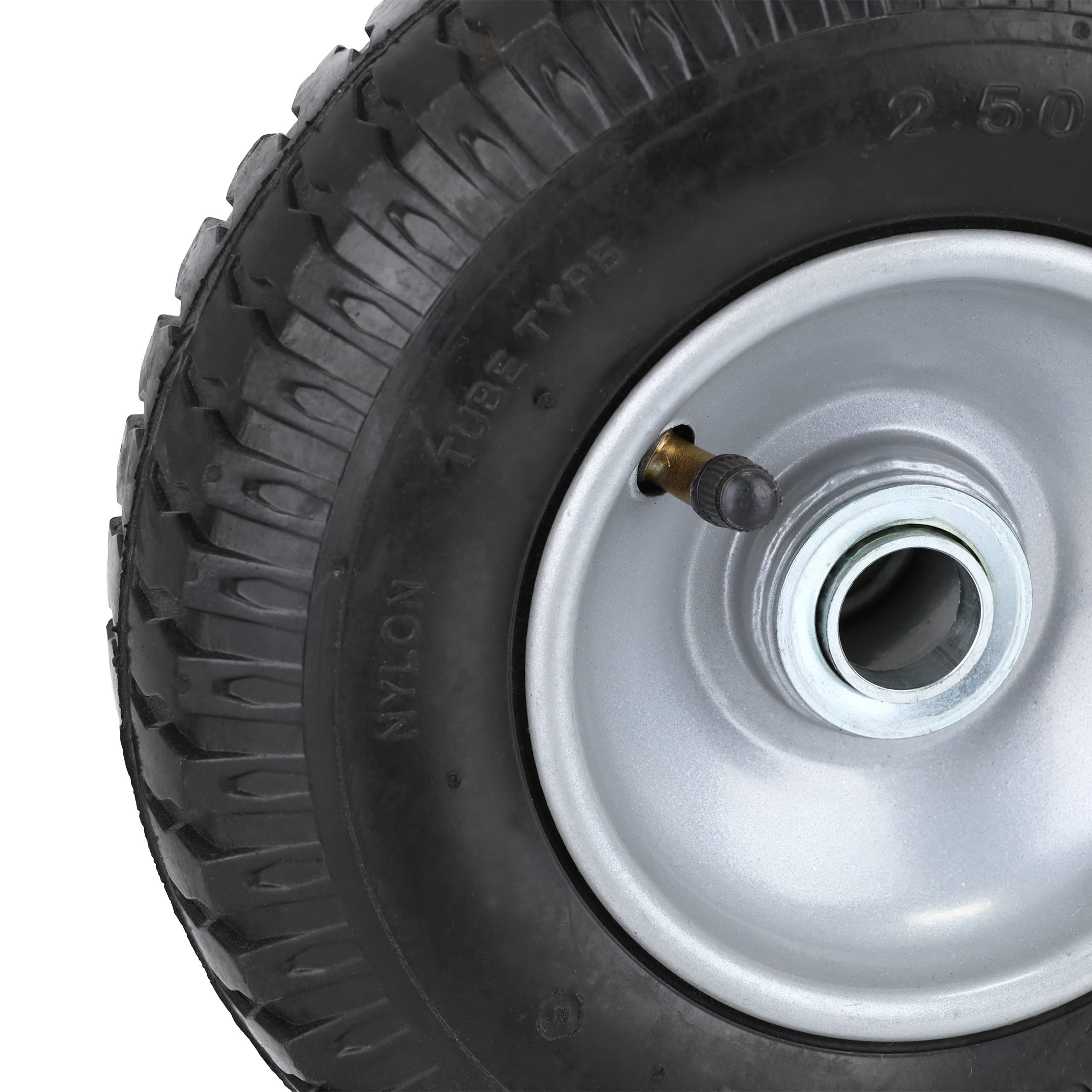 Relaxdays Set da 2 Ruote Carriole, 2.50-4, Pneumatico ad Aria, 2PR, Cerchione in Acciaio, Fino a 100 kg, Nero Argento