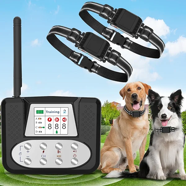 Wireless Dog Fence, Invisible Fence for Dogs, Electric Dog Fence with LCD Screen, Adjustable Warning Strength, Range 50-999ft, Rechargeable Pet Containment System for Outdoor, Suitable for Most of Dog