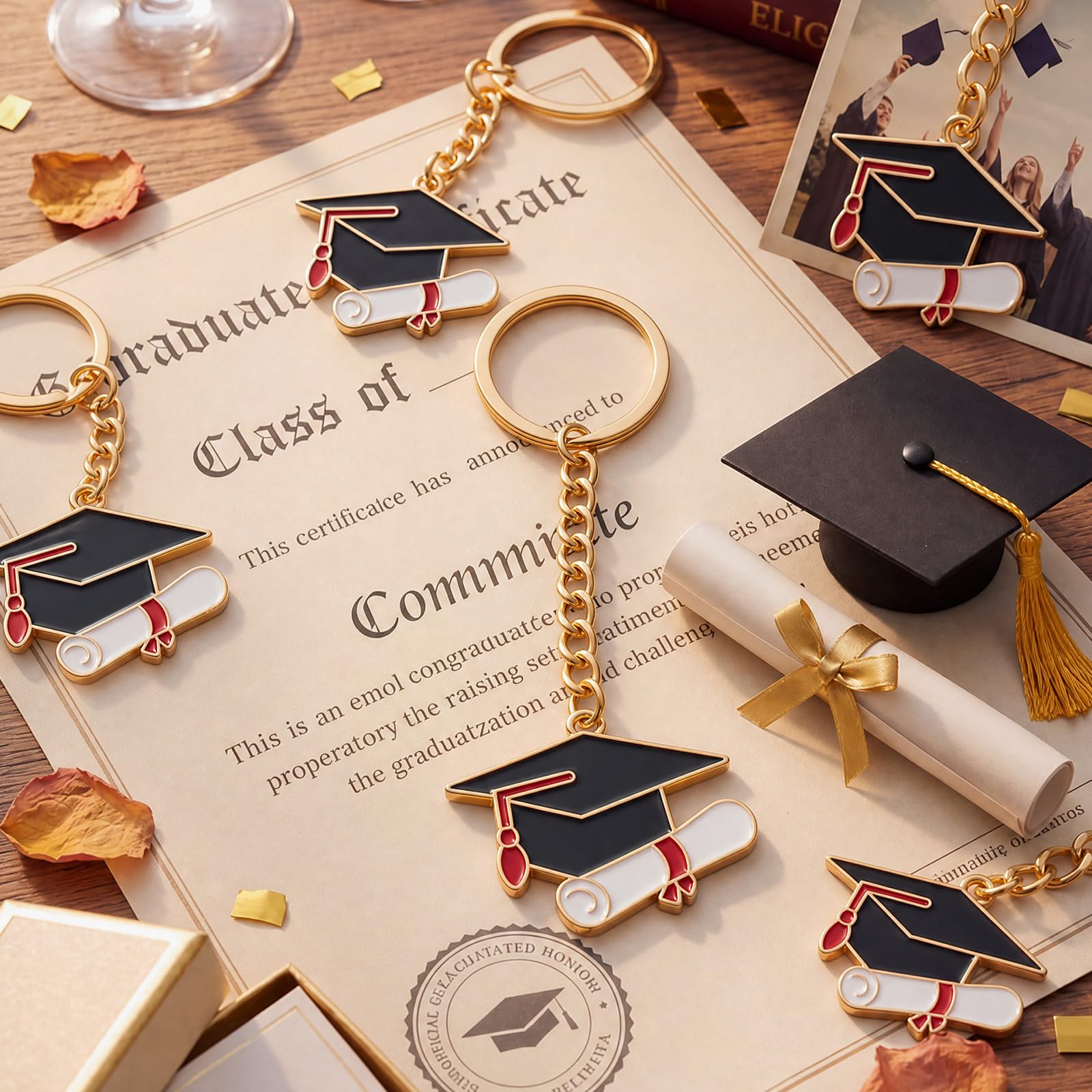 Jetec Llavero de Birrete de Graduación Llavero para Recuerdos de Fiesta de Graduación con Colgante de Birrete y Diploma Ideas Regalo para Bolsos de Fiestas Hombre Mujer Decoración