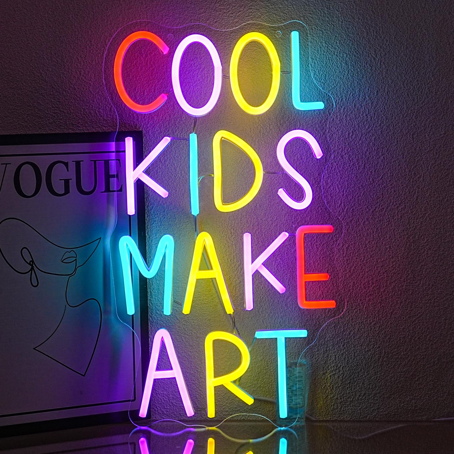 Cool Kids Make Art Neon Sign for Classroom Art Neon Light Classroom Decor Kids Neon Light Sign Colorful Letter Led Neon Lights for Bedroom Library Nursery School Decoration