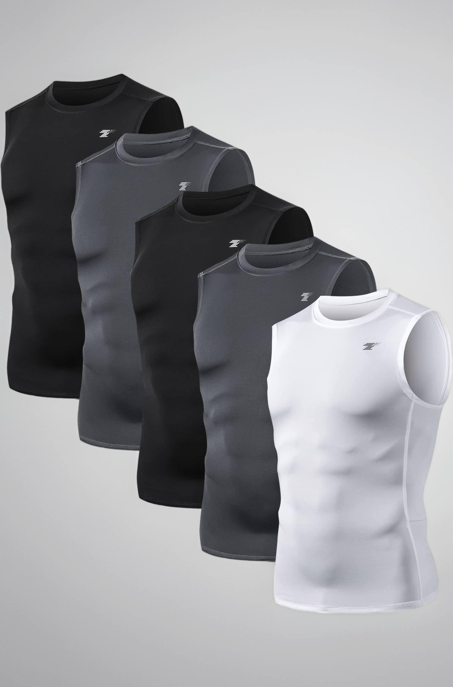 TELALEO 5 Pack Men's Workout Tank Tops Sleeveless Mesh Muscle Gym Shirt Quick Dry Black/Gray/Charcoal/Navy/Blue