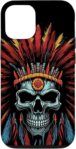Funda para iPhone 13 Pro con tocado nativo americano con plumas indias