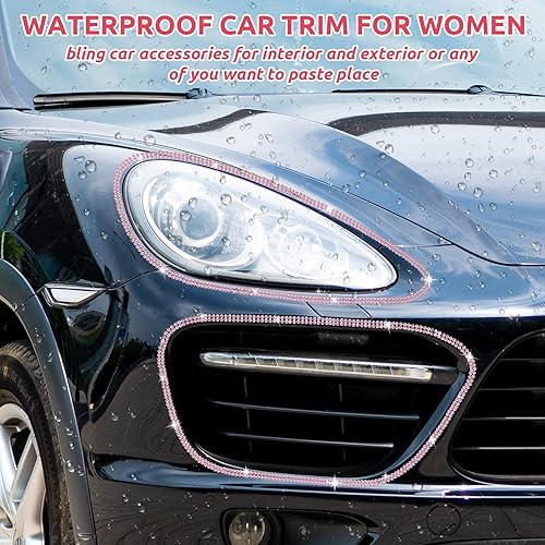 Miniatura 4 de MILEGI Adhesivo Auto Brillante para Adorno de Coche Autoadhesivo 11m, Accesorios de Diamantes de Imitación para Mujeres, Adorno Interior y Exterior