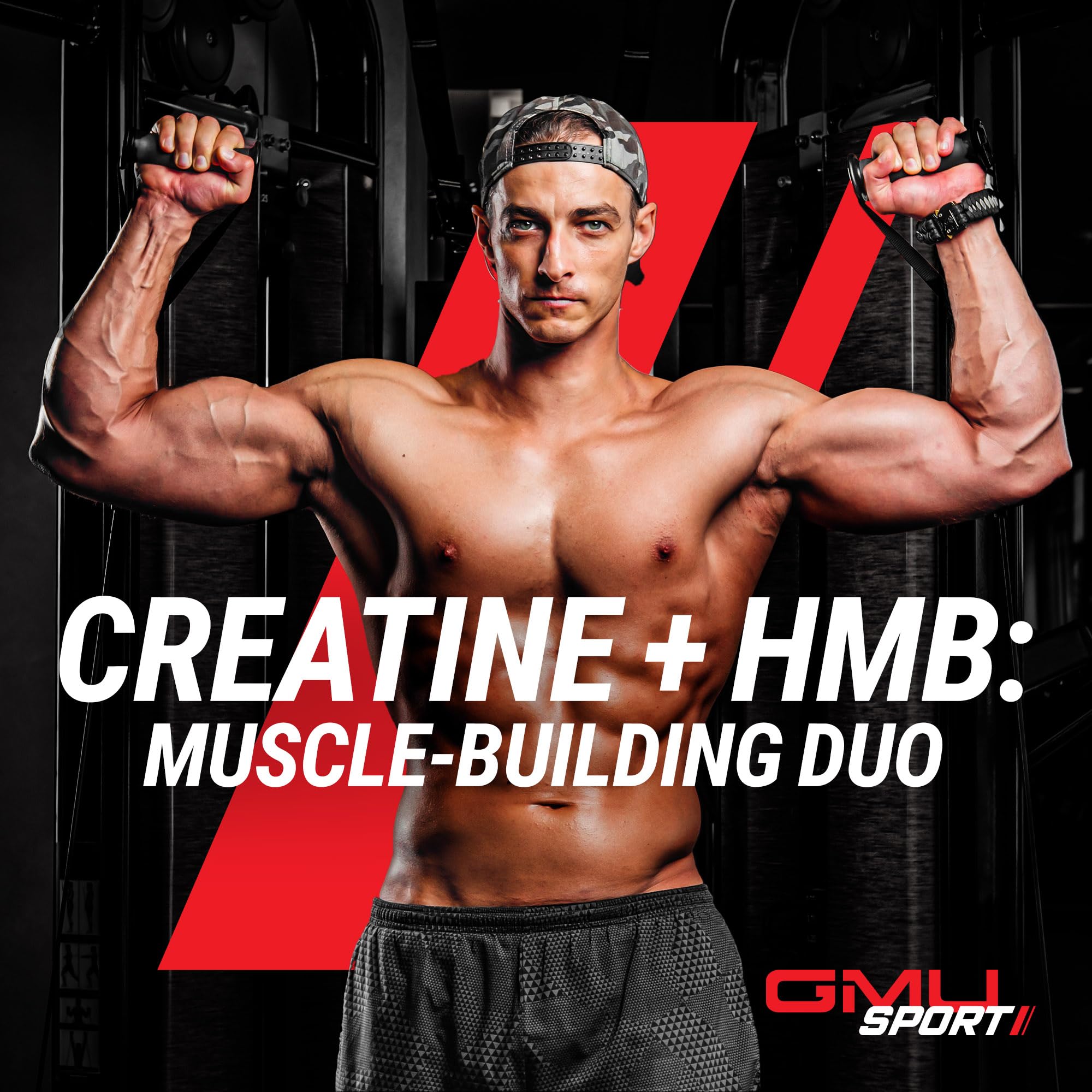 GMU SPORT Creatine HMB Powder – 45 Servings – 5g Creatine Monohydrate + 3g HMB + Piperine – Muscle Growth, Strength & Recovery – Fruit Punch — Amazon image 4