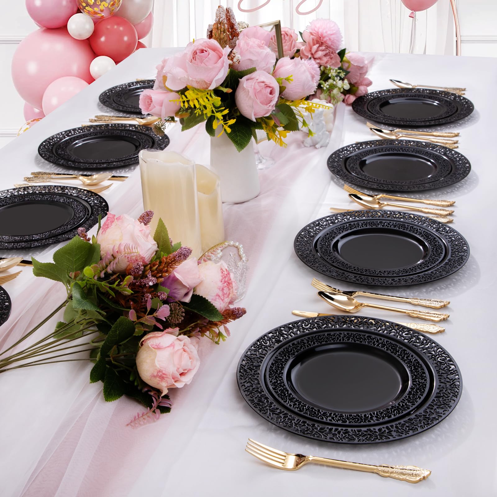 Black & Gold Disposable Plates - Party Supplies -6