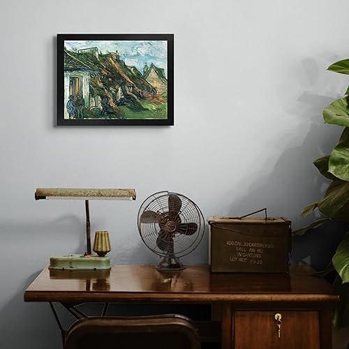 Miniatura 4 de Cabaña perdida con paja arenisca cabañas en Chaponval 2 por Leonardo Da Vinci  Impresión en marco plano negro  Reproducción de pintura de obra fina