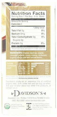 Miniatura 6 de Davidson's Organics, Classic Chai, 25 bolsas de té, paquete de 6