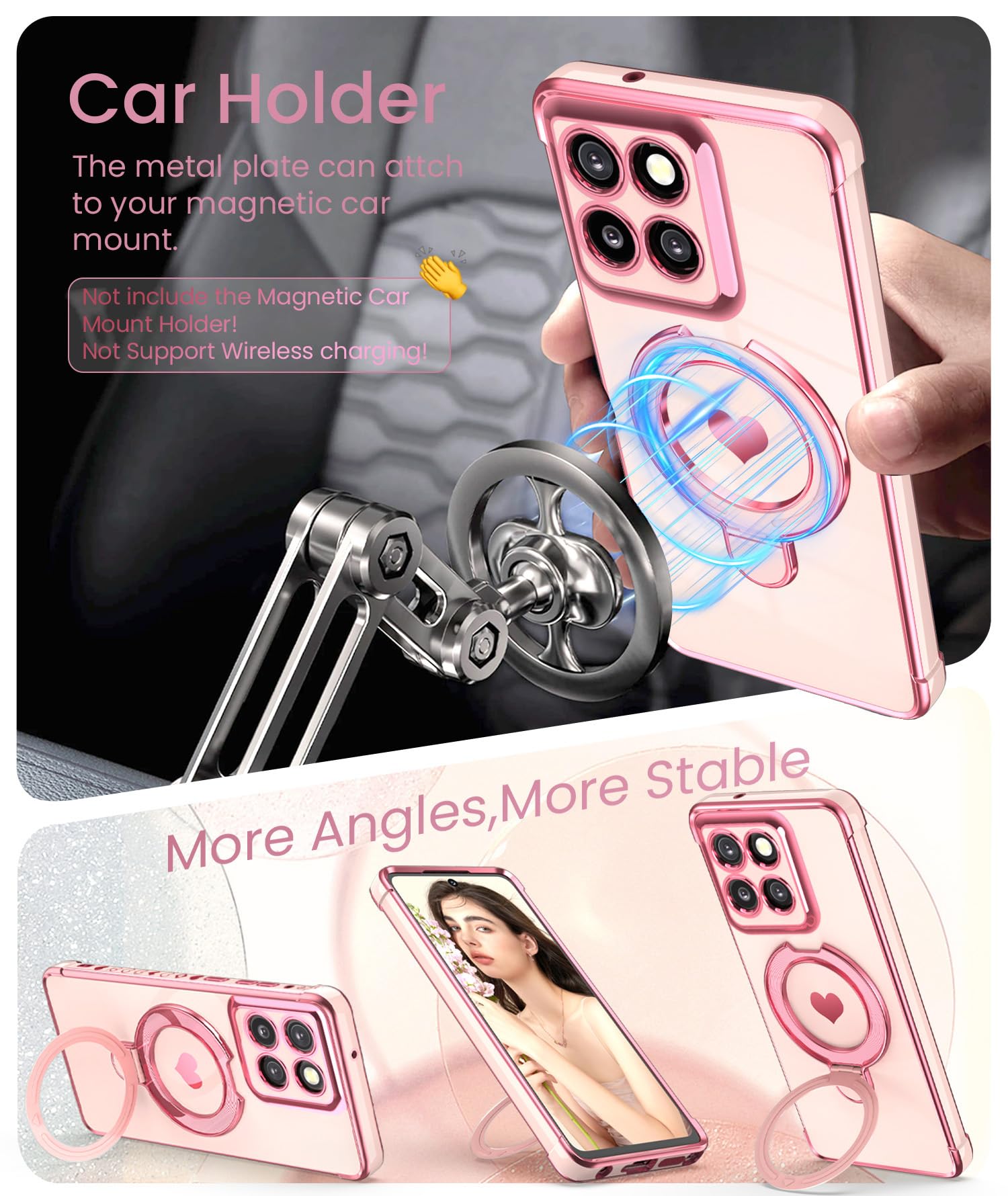 Funda para Motorola Moto G Stylus 5G 2025 con protector de pantalla de cristal: funda chapada en oro con patrón de corazón, funda de TPU suave a prueba de golpes, protección completa de la
