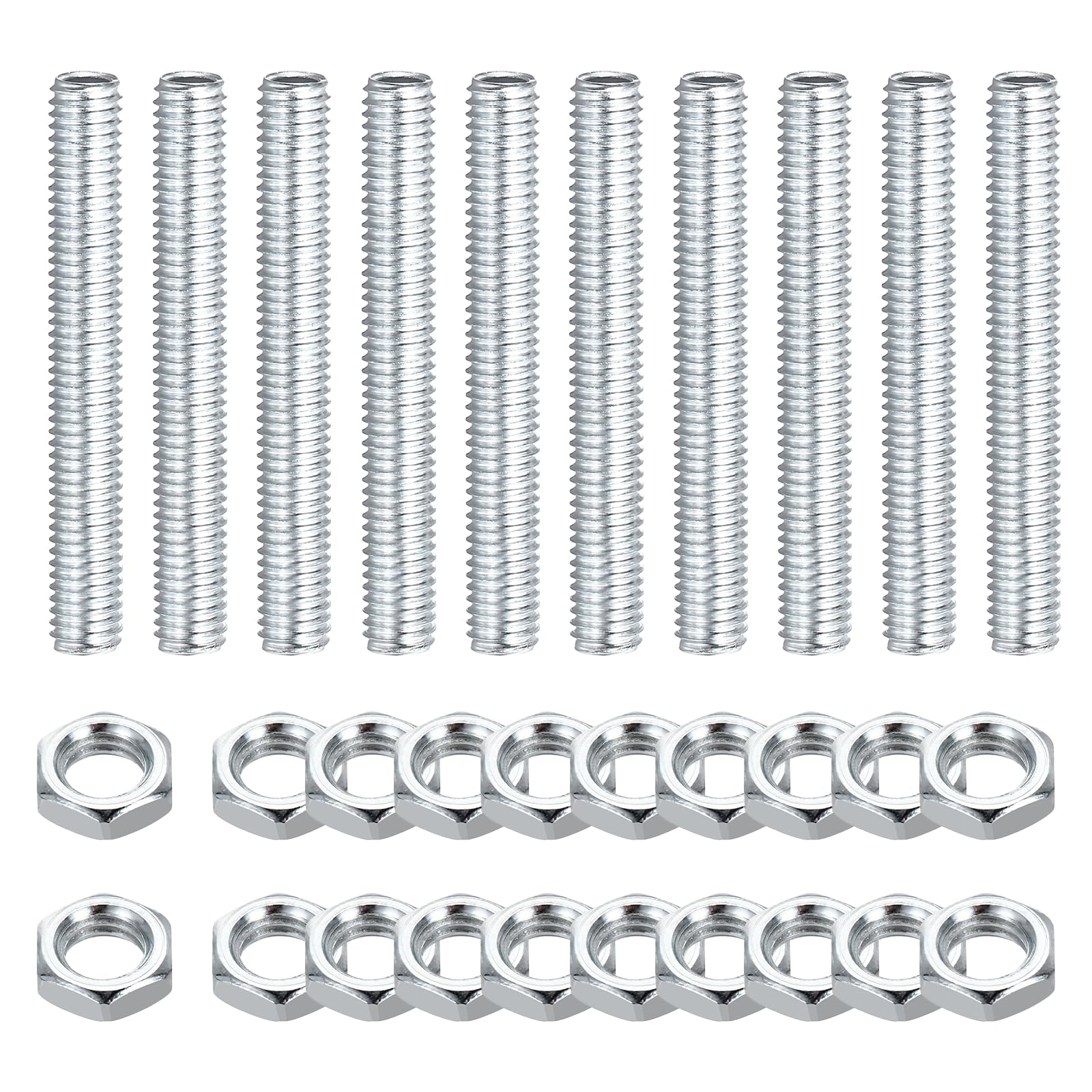 sourcing map Lamp Pipe Nipples Kit with Lock Nuts M8x1.25 10Pcs 60mm โ image 1