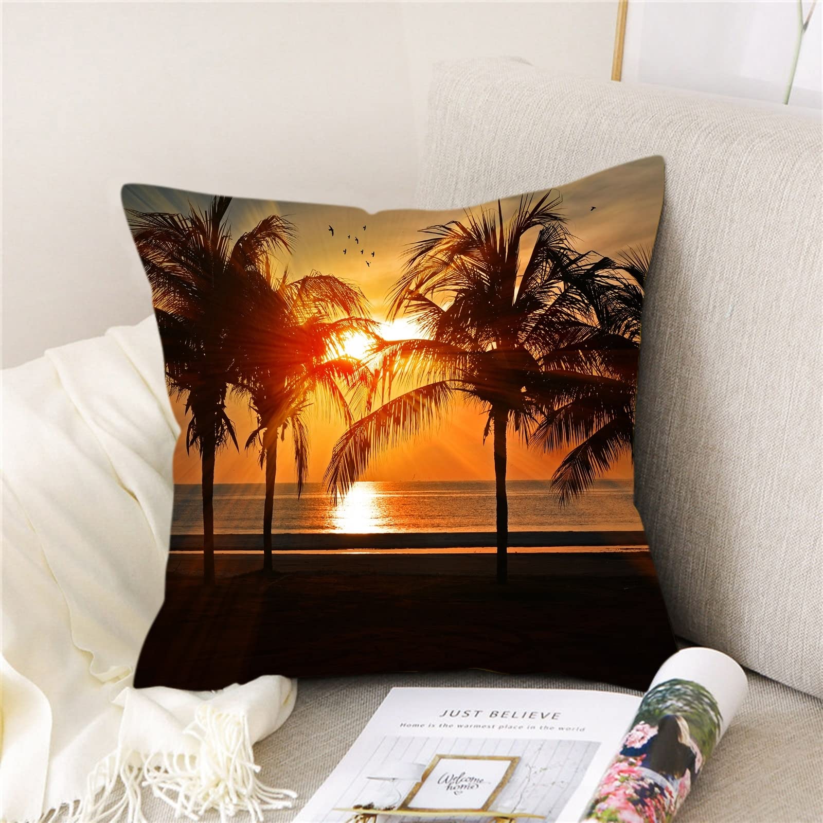 COLORPAPA Confezione da 2 federe per cuscini, 45,7 x 45,7 cm, motivo astratto moderno, arancione bruciato, grigio, decorative, per divano, letto, soggiorno e camera da letto