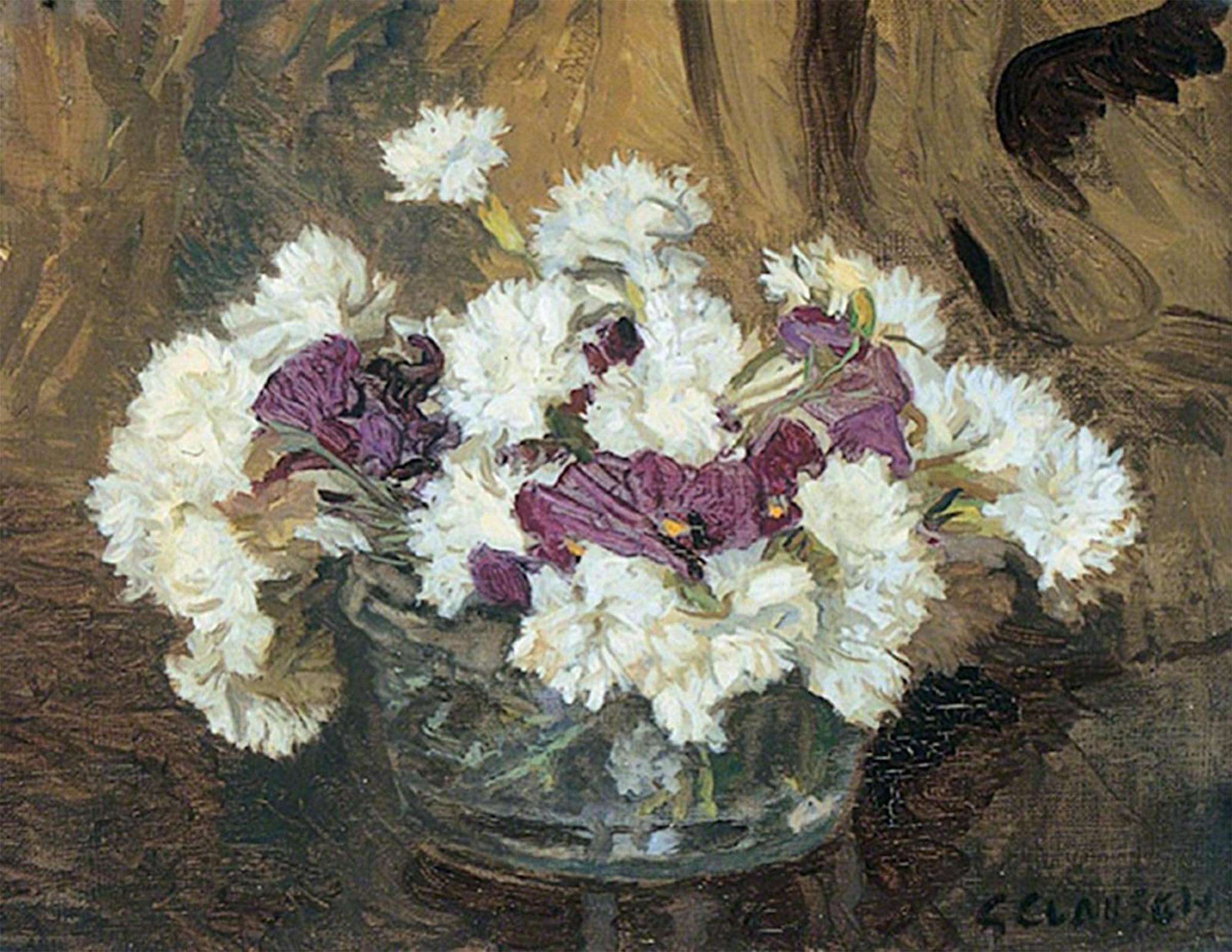 ARTXLXXBN Famous Print Painting Colorful Art Print Pinks and Pansies by Sir George Clausen Canvas Art Decorations for Home Decor 60x90cm