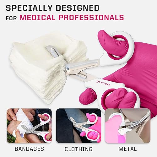 Miniatura 4 de Tijeras de trauma  Tijeras de vendaje de acero inoxidable con revestimiento de titanio de 7.5 pulgadas para enfermeras, médicos médicos médicos