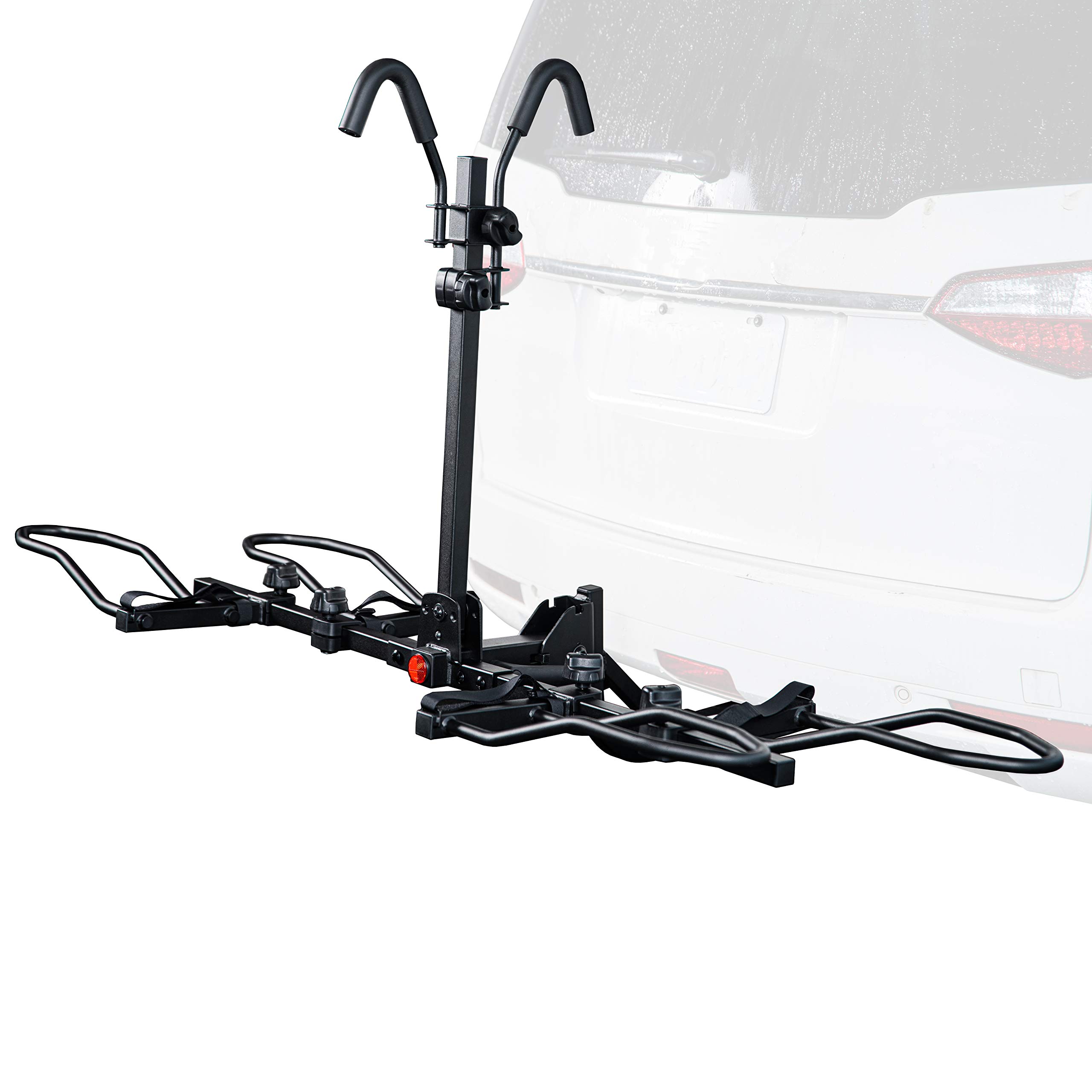 KACOverdrive Sports K1 1.25” Hitch Mounted Rack 2-Bike Platform Style Carrier for Standard, Fat Tire, and Electric Bicycles – 60 lbs/Bike Heavy Weight Capacity - Smart Tilting – RV Use Prohibited