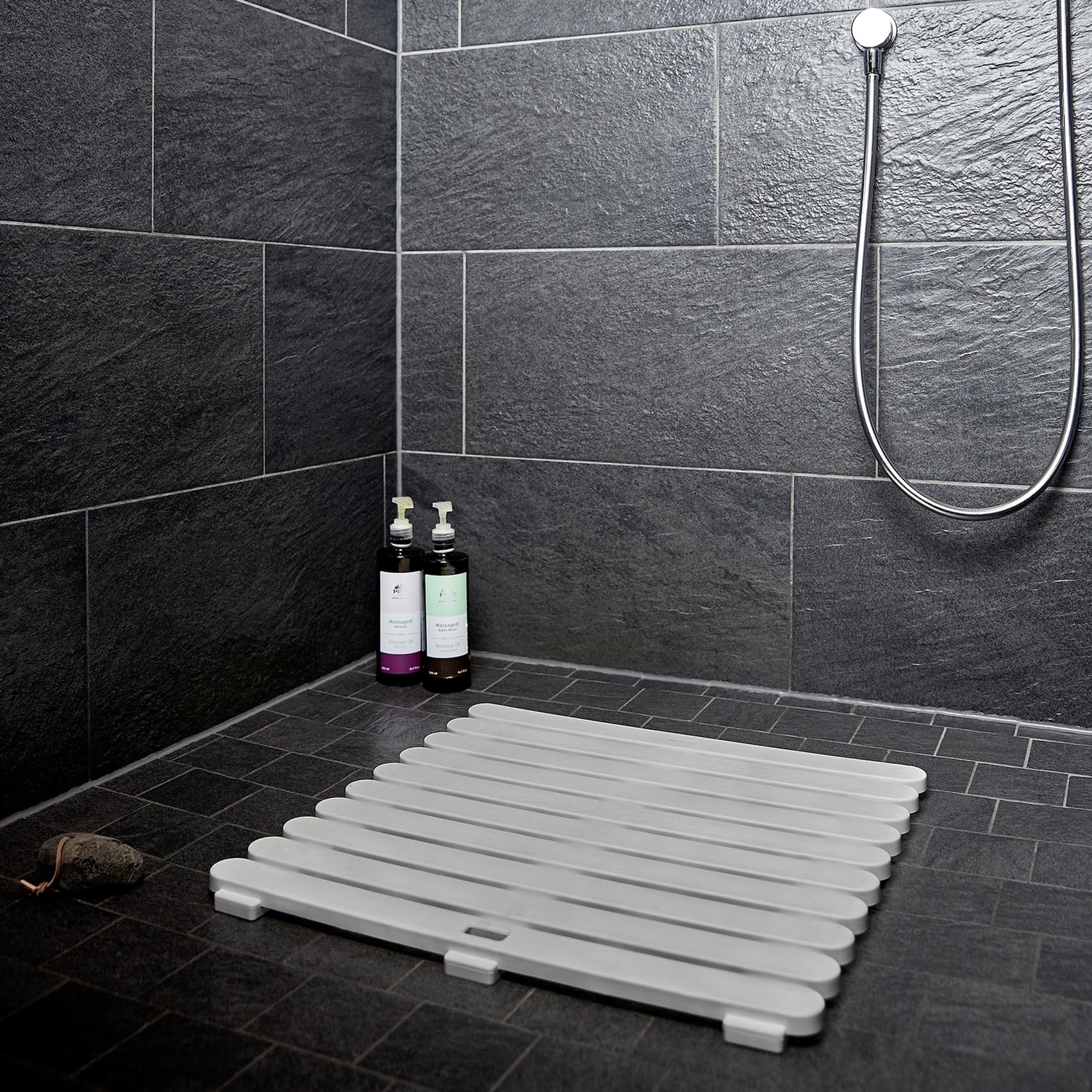 WENKO Griglia per doccia per interni ed esterni, antiscivolo, per bagno, piscina, plastica, 55 x 55 cm, beige