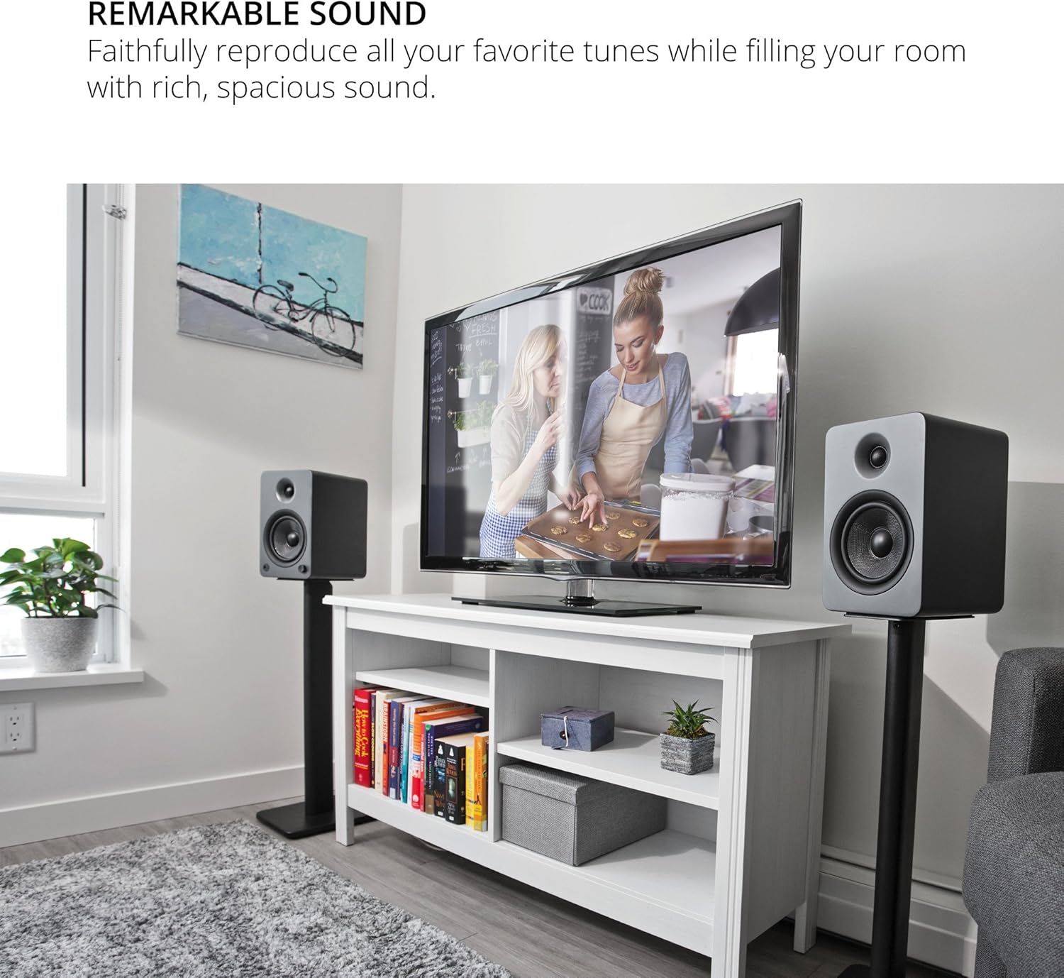 Kanto YU6MG Powered Bookshelf Speakers with Bluetooth and Phono Preamp | Pair | Matte Grey