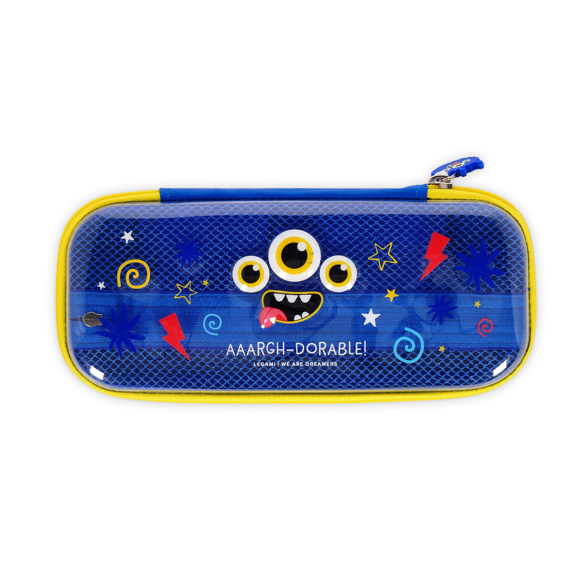 LEGAMI - Trousse Wonderwow, Thème Monster, 2 Compartiments et Porte-​Stylo intérieur, Compartiment intérieur avec Tissu en Maille, Fermeture à Glissière, 23 x 11 x 5 cm