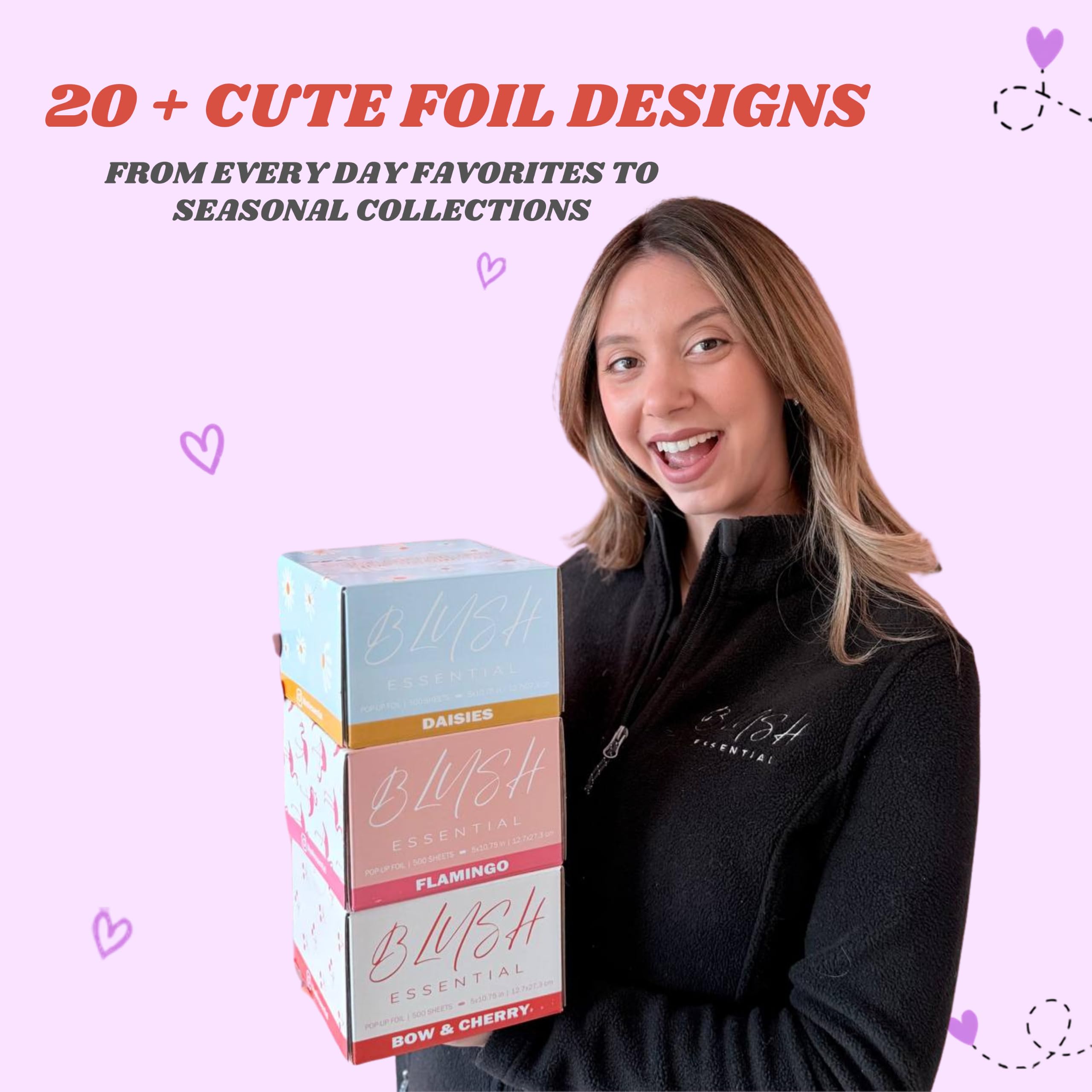 Blush Foils, Cute Pop Up Hair Foils - 5 x 10.75in, 500 (Lilac Bloom)