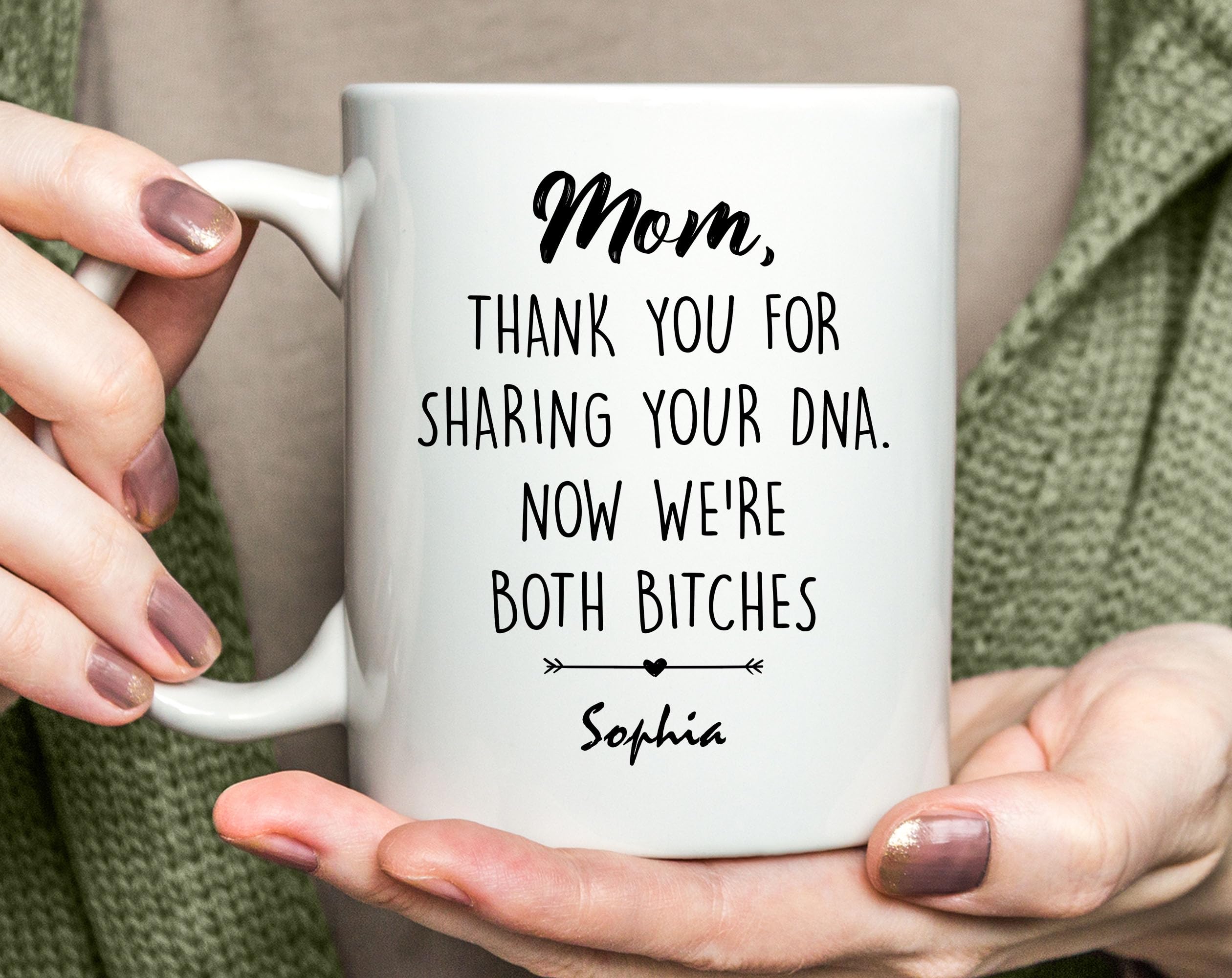 Funny Mom Gifts Personalized Mug for Mom Thanks for Sharing Your DNA Coffee Cup Unique Birthday Present Custom