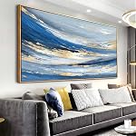 Framed Blue Abstract Wall Art Canvas Paintings Blue Fantasy Modern Large Artwork Decor for Living Room Bedroom Office Painting Home Decor 20x40in