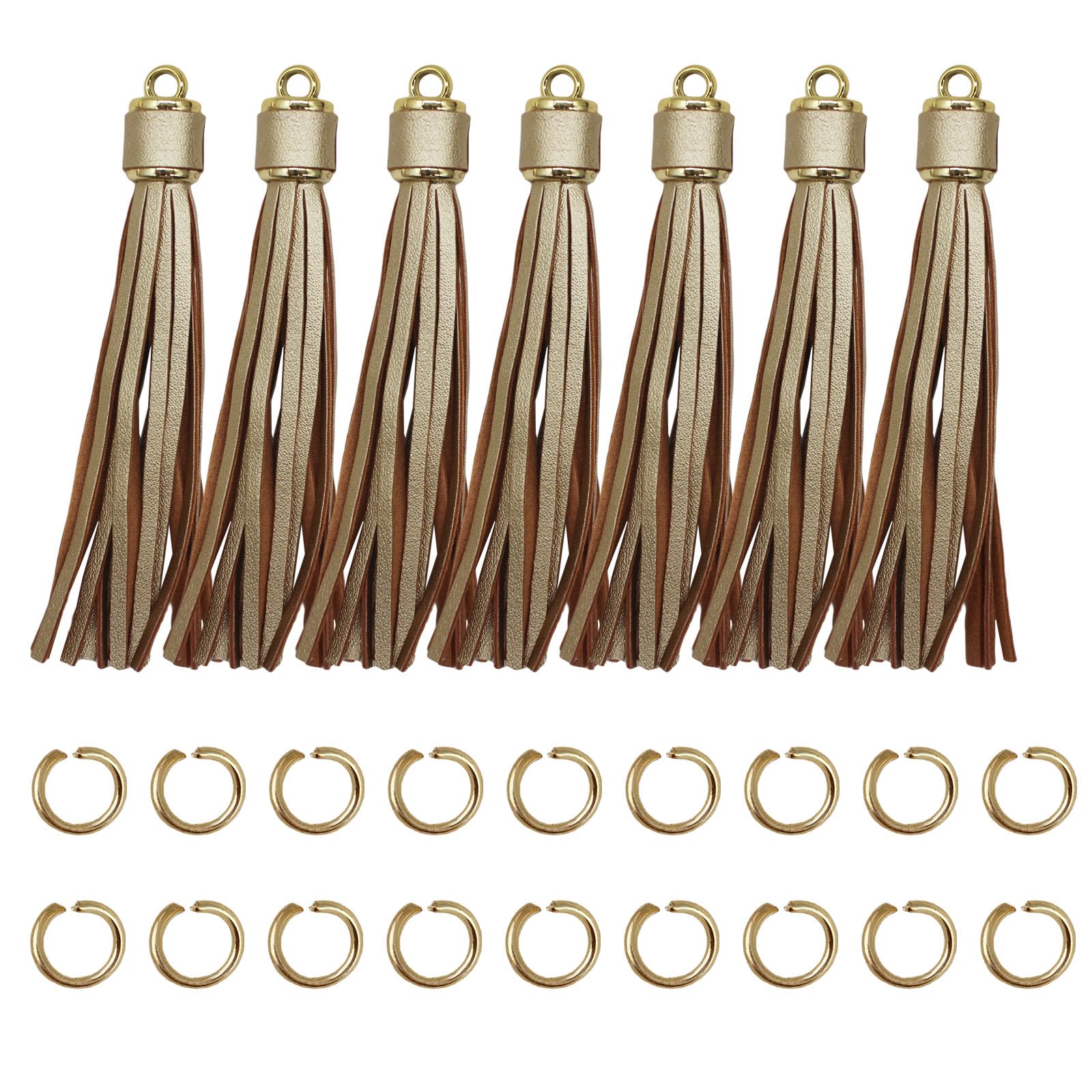 4.3'' Metalic Gold Leather Tassels 12Pcs for Keychains