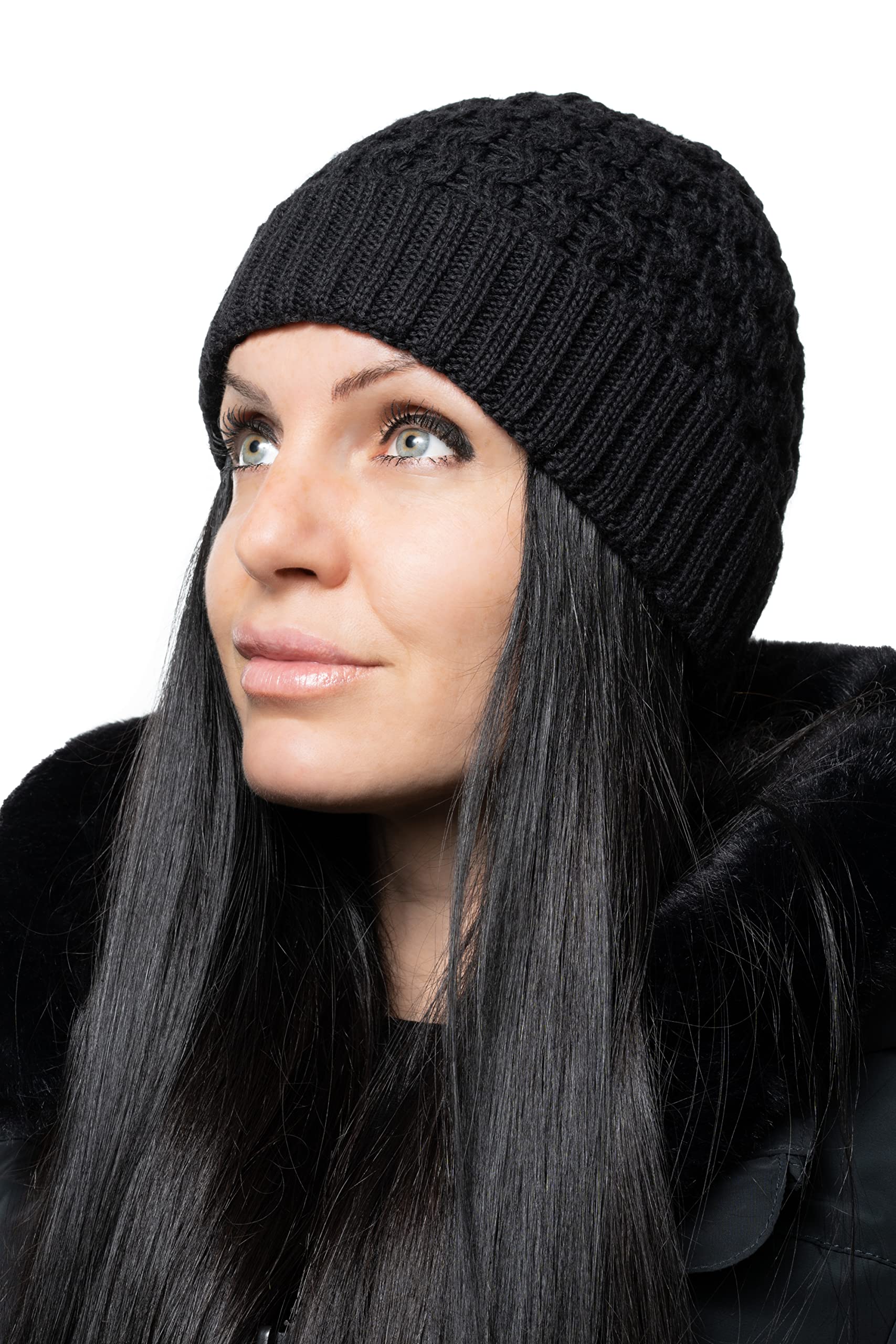 WEST COAST KNITWEAR Unisex Beanie 100% Merino Wool Hat (Black)