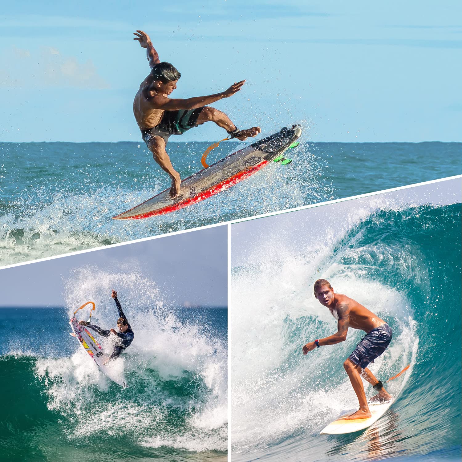 Guinzaglio Per Surf MEOKEY 7mm/8mm - Leash A Spirale Per Tavola Da Surf E SUP, Polsino Comodo