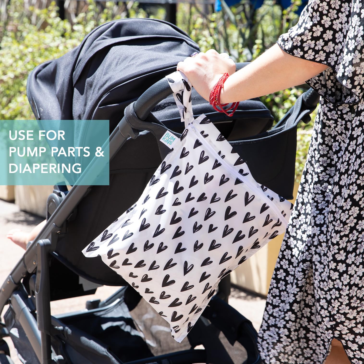Bumkins Bolsa Impermeable Reutilizable con Cremallera, Corazones, Wet Bag, Wet Bag