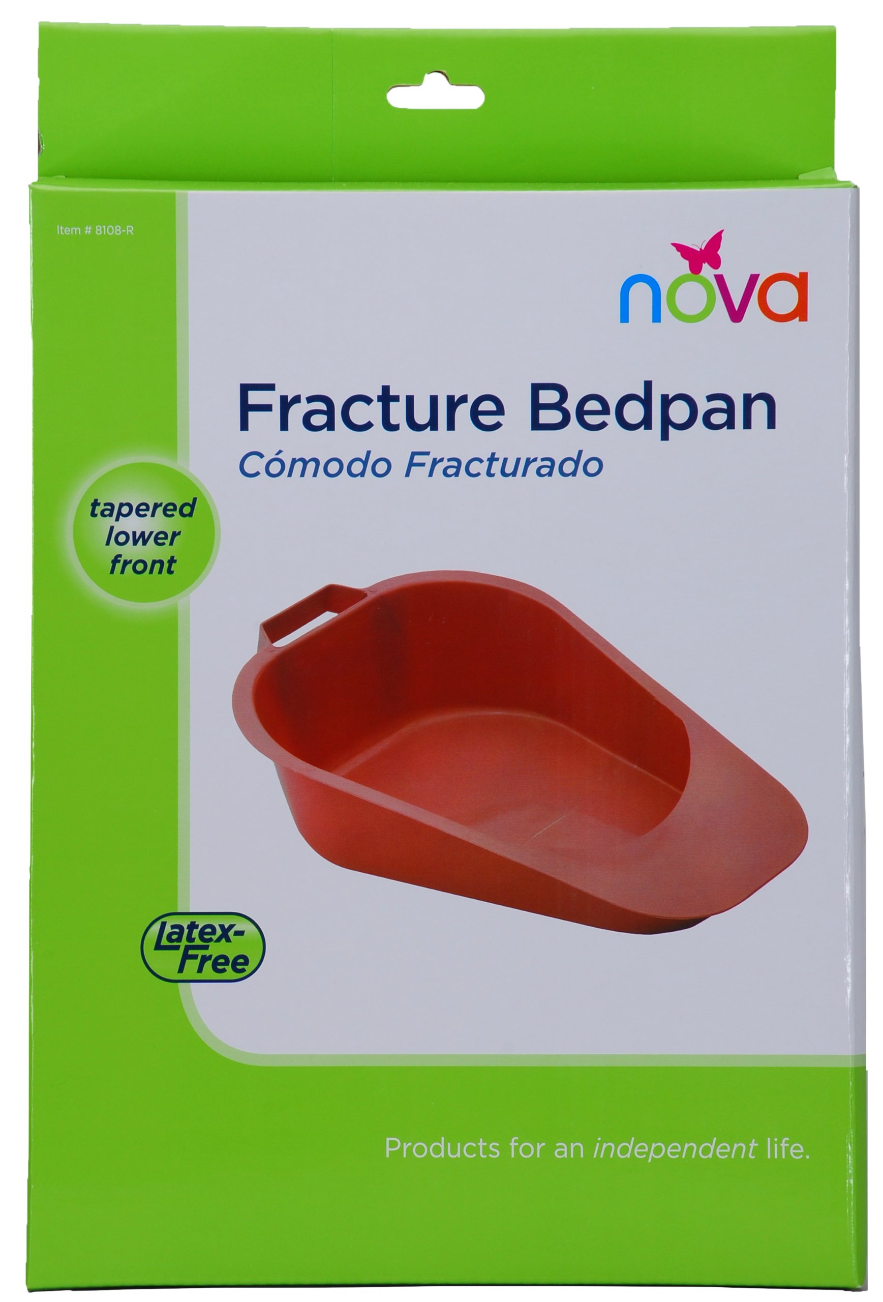 NOVA Fracture Bedpan Portable Easy Clean Plastic Bed Pan - Female Urinal with Built-in Handle for Easier Placement and Removal - Spill-Free Guard for Bed-Bound/Bedridden Patient for Women and MenPink