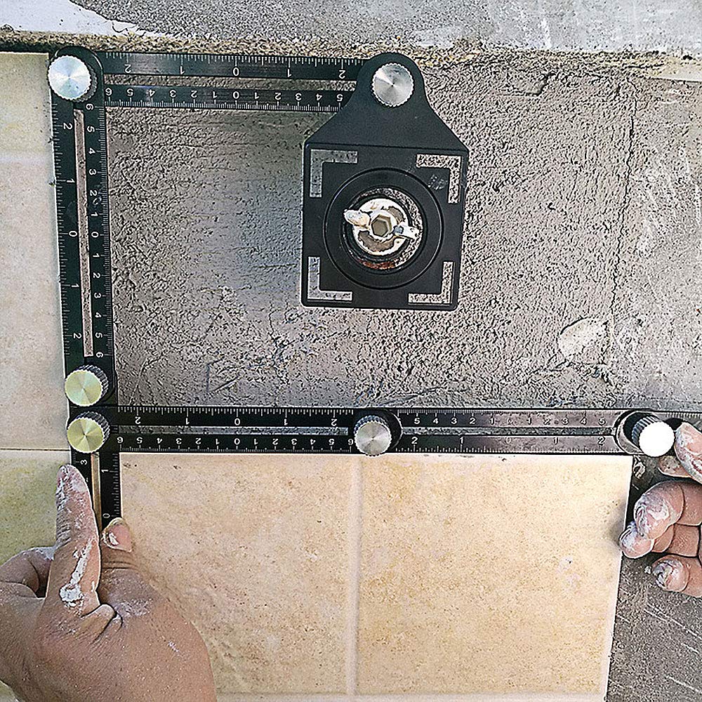 JJDD Lot de 2 règles d'angle universelles en alliage d'aluminium avec ouverture de positionnement des carreaux
