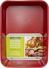 casaWare Grande Lasagna/Roaster Pan 18 x 12 x 3-Inch - Extra Large, Ceramic Coated NonStick (Red Granite)