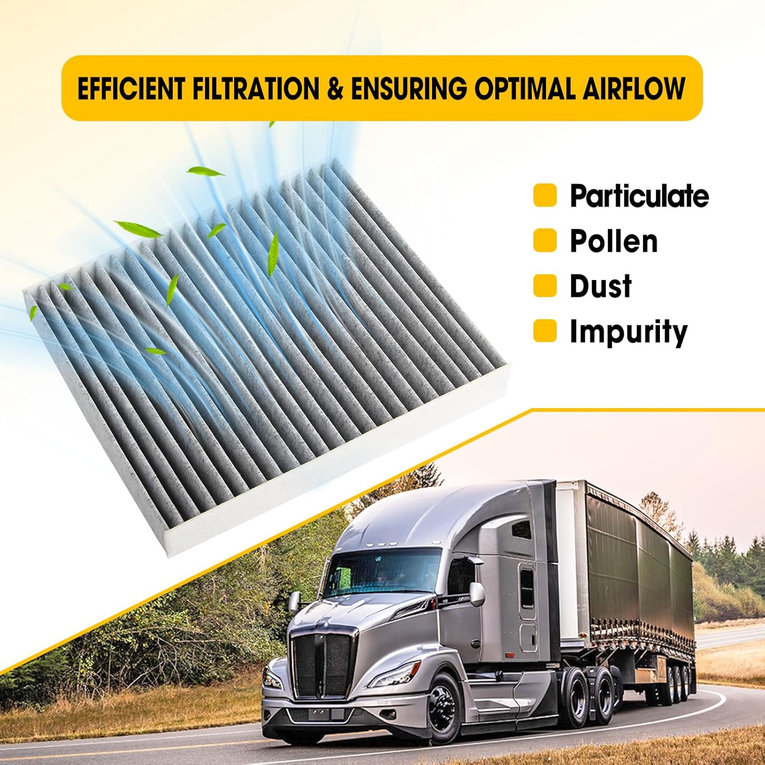 4Pcs Cabin Air Filter with Activated Carbon Replace AF55839 PA30093 P640110 CAF1815P Fit for Kenworth T660 T680 T700 T800 T880 W900 Peterbilt 567 579 International Lonestar HV507 HV513 HV607 HV613