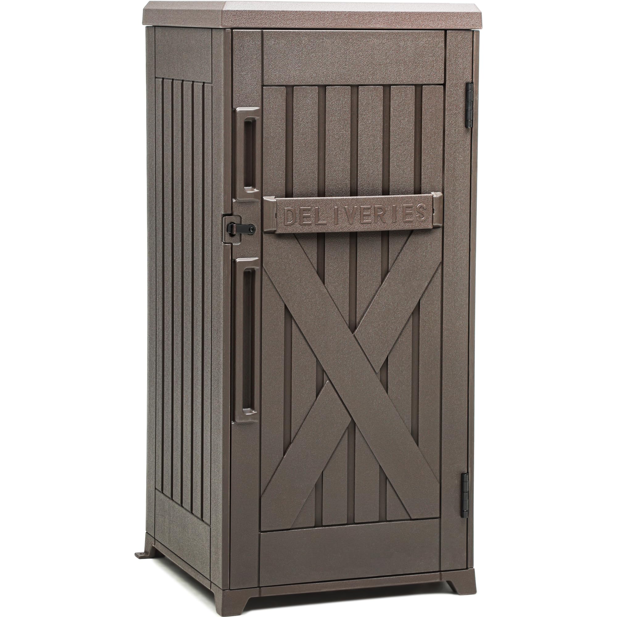 YITAHOME 60 Gallon Large Package Delivery and Storage Box, Double-Wall Resin Outdoor Package Delivery and Waterproof Deck Box for Porch, Curbside, 8.5 Cubic feet, Brown