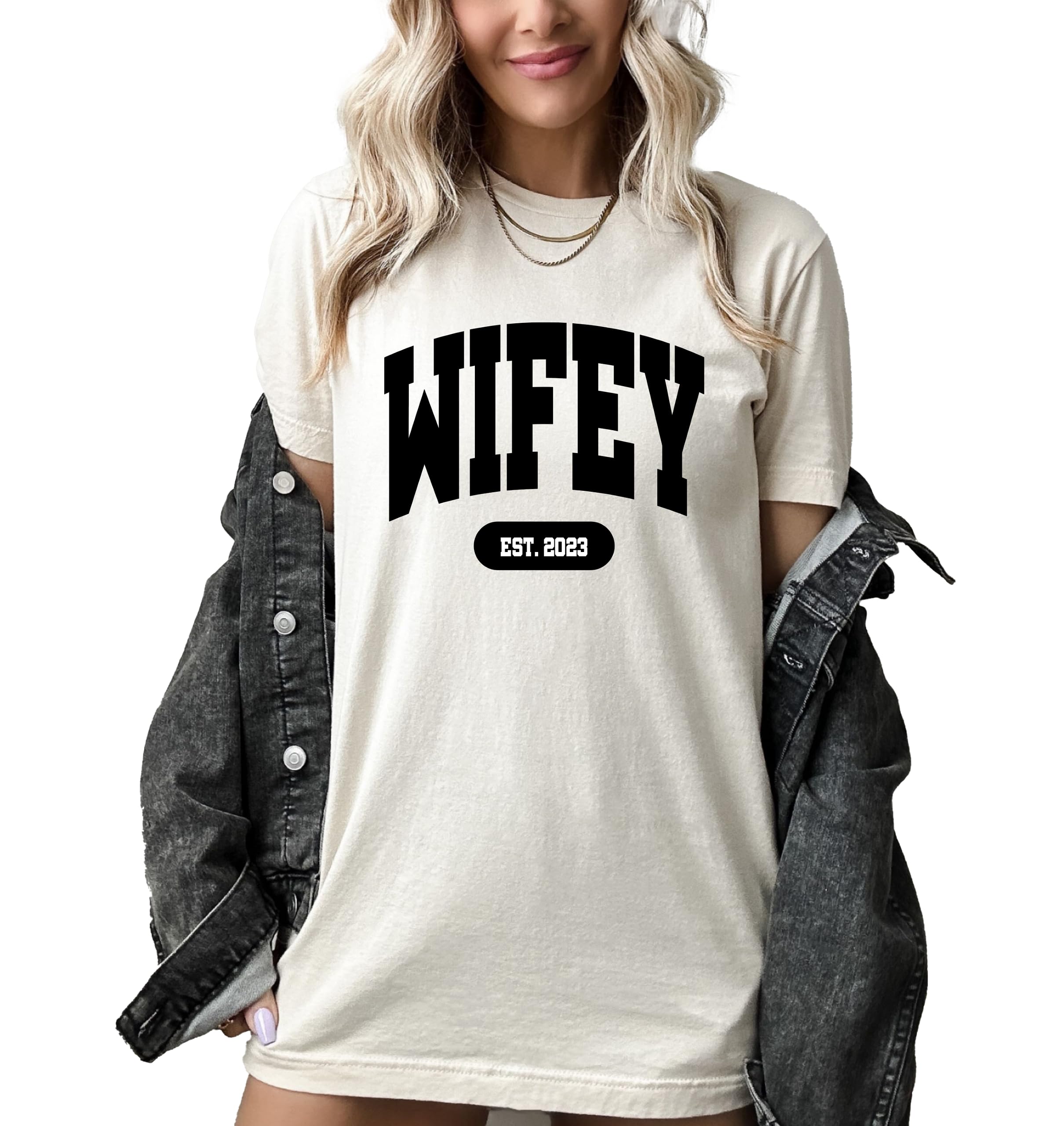 HandmadeCustom Wifey Shirt for Women,Just Married Bride Tshirt, Wifey T-Shirt, Honeymoon Outfit, Wedding Gift, Just Married Tee, Trendy Bride Gifts, Bridal Shower Gifts, Wedding Wife Bridal Shower Gift