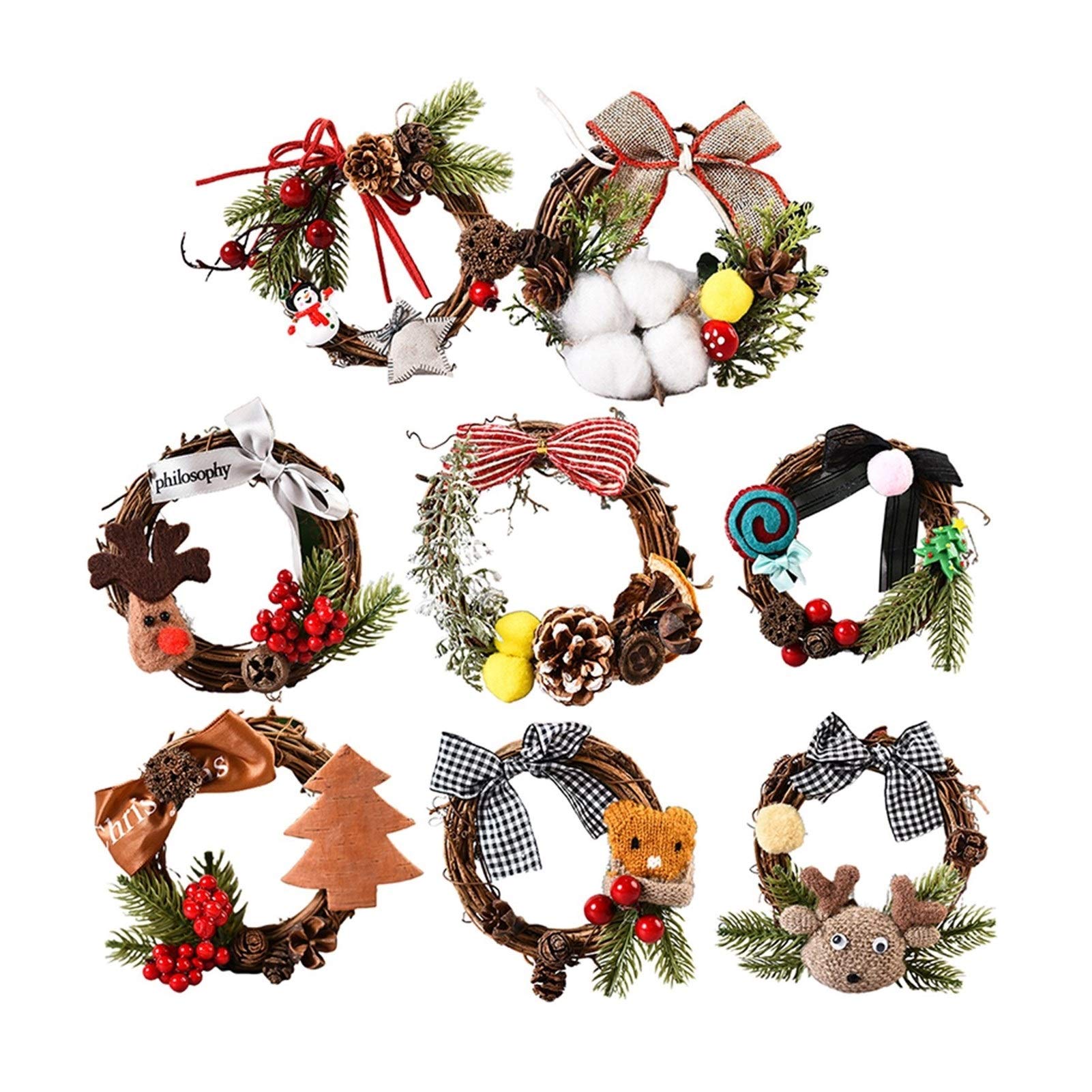 Herbstkranz 8 Stile Kreativer Weihnachtskranz Handgemachte Wandbehang Wand Tür Dekoration Girlande Ornamente Familie Weihnachtsfeier Dekor Weihnachtskranz (Color : 04)