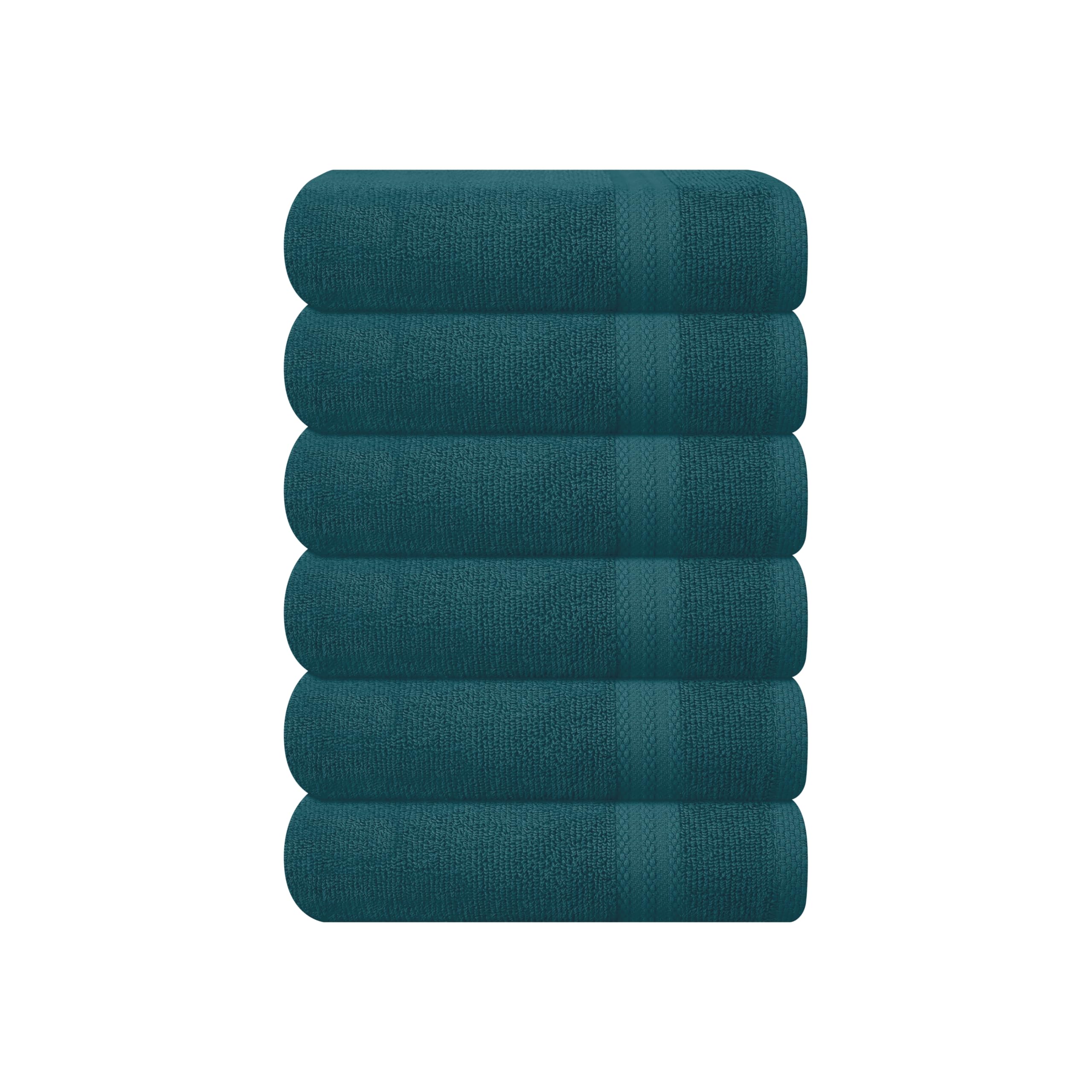 GLAMBURG Ultra Soft 6-Piece Hand Towel Set 16x28-100% Ringspun Cotton - Durable &amp; Highly Absorbent Hand Towels - Ideal for use in Bathroom, Kitchen, Gym, Spa &amp; General Cleaning - Teal