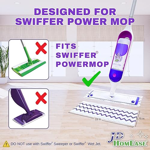 Miniatura 2 de Paquete de 24 almohadillas de microfibra para mopa eléctrica Swiffer Power Mop solamente, almohadillas desechables de repuesto para limpieza profunda