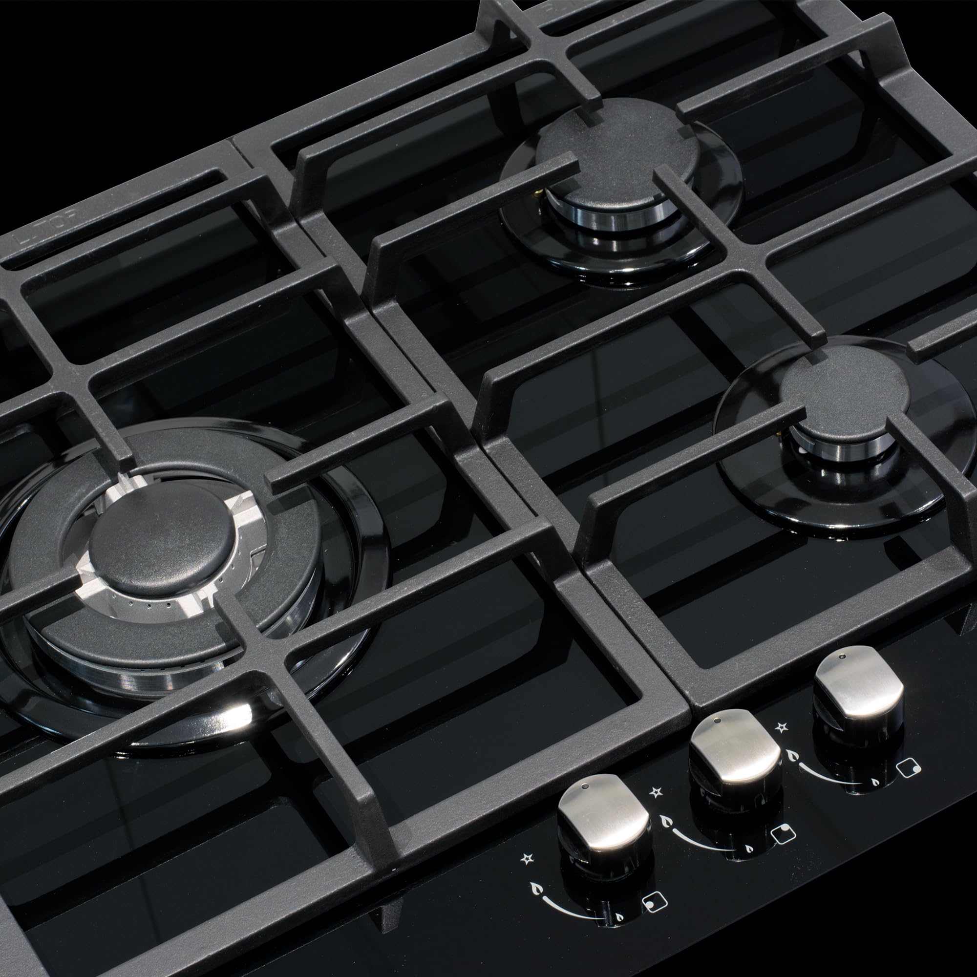 CATA LCiB 6021 BK Built-in Gas Hob Black – Plate (Built-in, Gas Hob, Black Glass, Cast Iron, 1000 W)