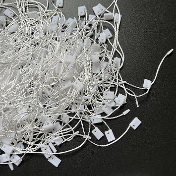 1000 PCS Hang Tag String for Clothes Gift Bags Price Tags Shoes Snap Lock Pin Loop Tie Fasteners, Polyester/Cotton Hanging String Hang Tag Rope Fastener Hook Ties for Belts Pocket Label White 10cm