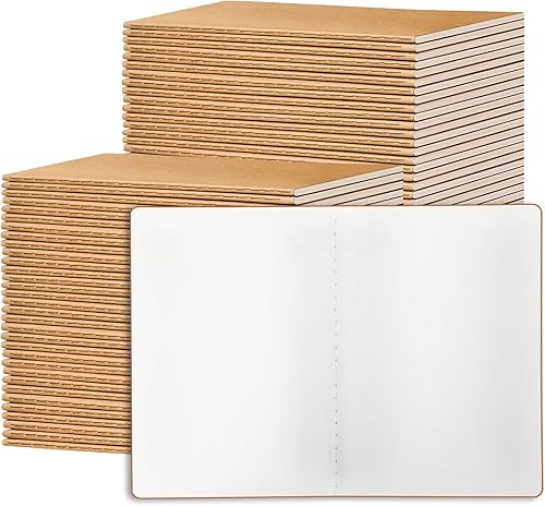 Miniatura 7 de miikoul Paquete de 24 Cuadernos de Kraft en Blanco, 8.3"x5.5" A5 Cuadernos Pequeños a Granel en Blanco de 80 Gsm Sin Líneas con 60 Páginas Cuadernos