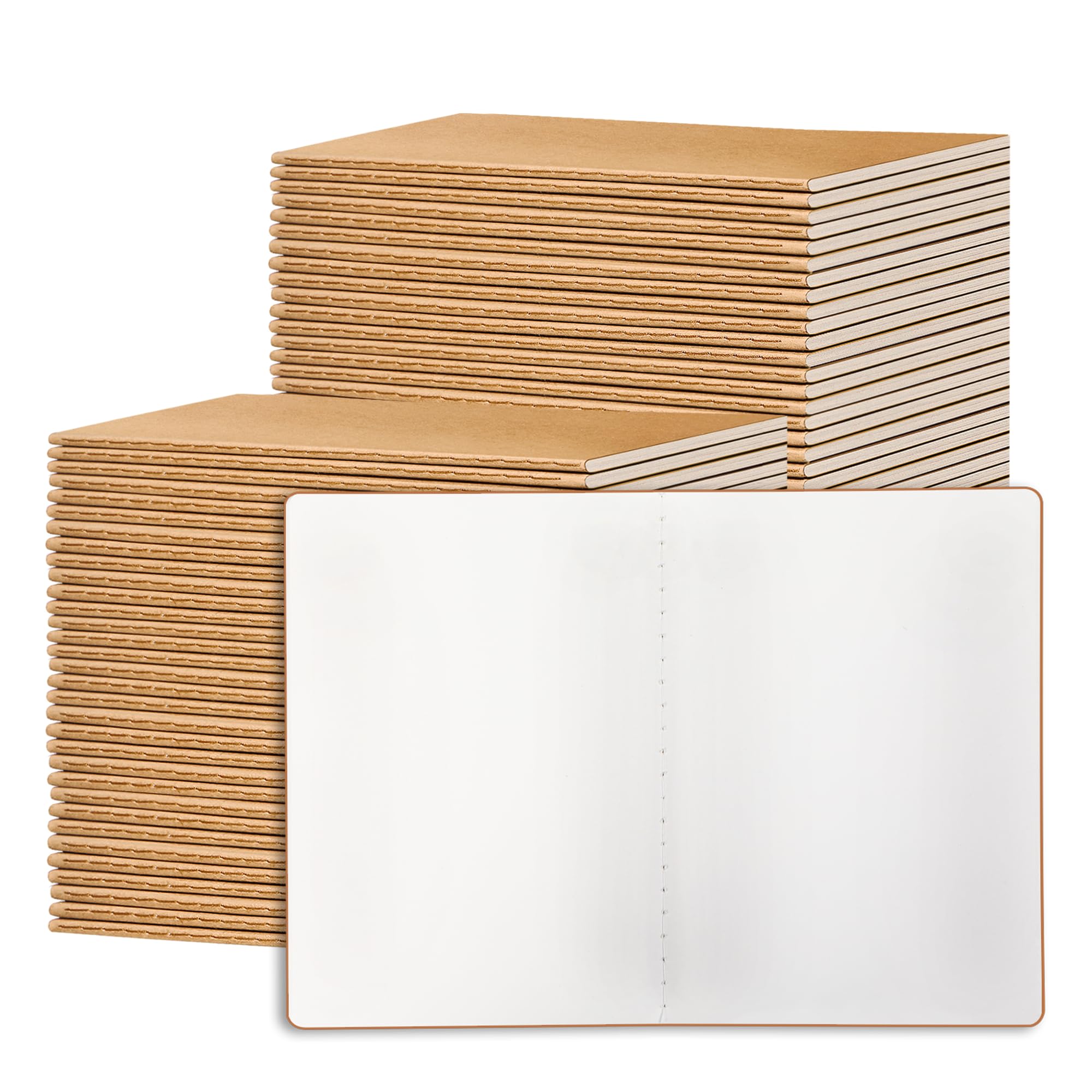 72 Stück Blanko-Notizbücher, 21,6 x 14,9 cm, A5, kleine Tagebücher, Großpackung, blanko, 80 g/m², unliniert mit 60 Seiten, A5-Notizbücher, Reisetagebuch-Set für Erwachsene, Studenten, Schulbedarf