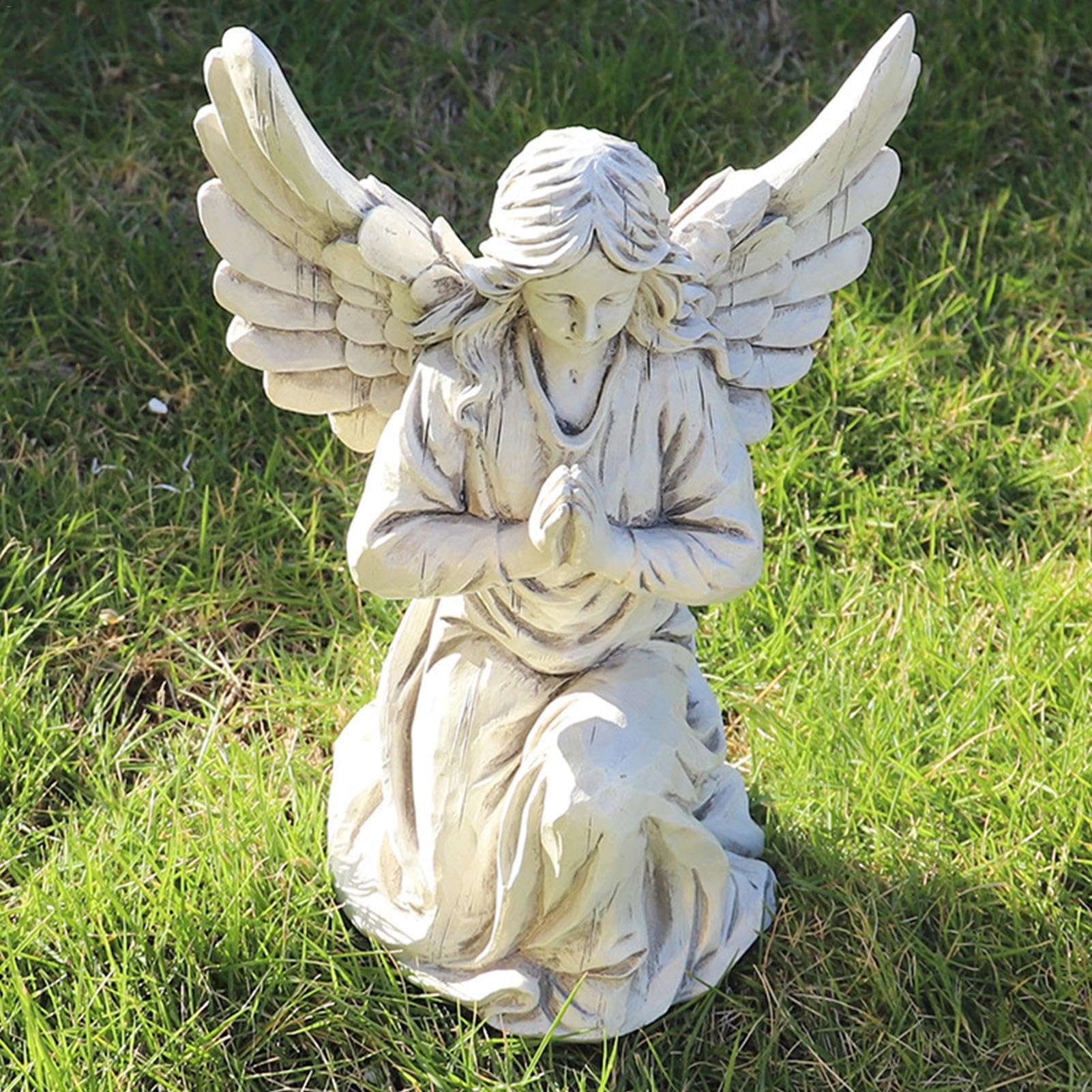 Statua anio?a, europejska dekoracja anio?a z ?ywicy, religijne pos?gi ogrodowe, figurka anio?a zewn?trz, pó?nocnoeuropejska dekoracja patio, trawnik, podwórko, werand?