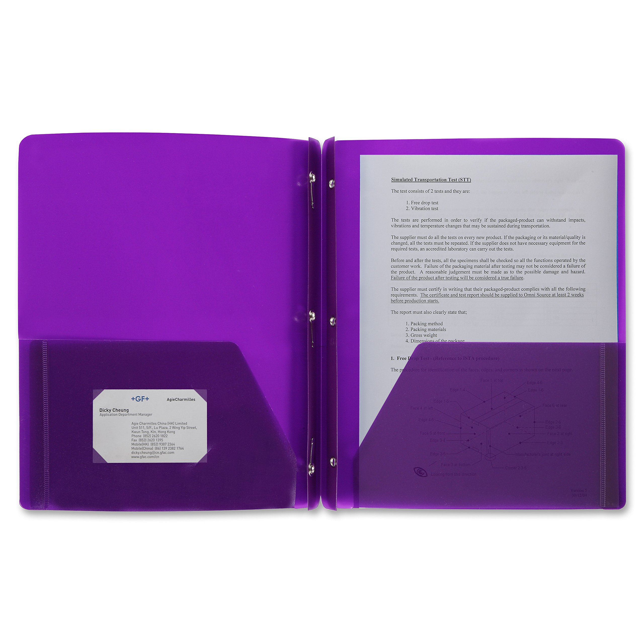 Business Source 3-Hole Punched Poly Portfolios, Purple (20885)