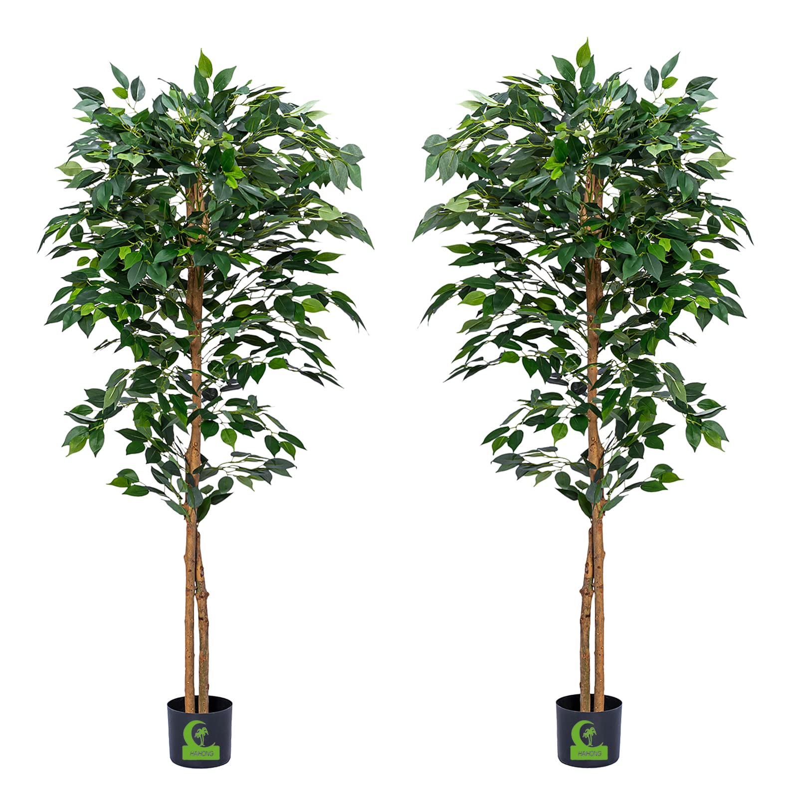 Buy HAIHONG 2Packs 5FT Ficus Trees Artificial with Realistic Leaves and