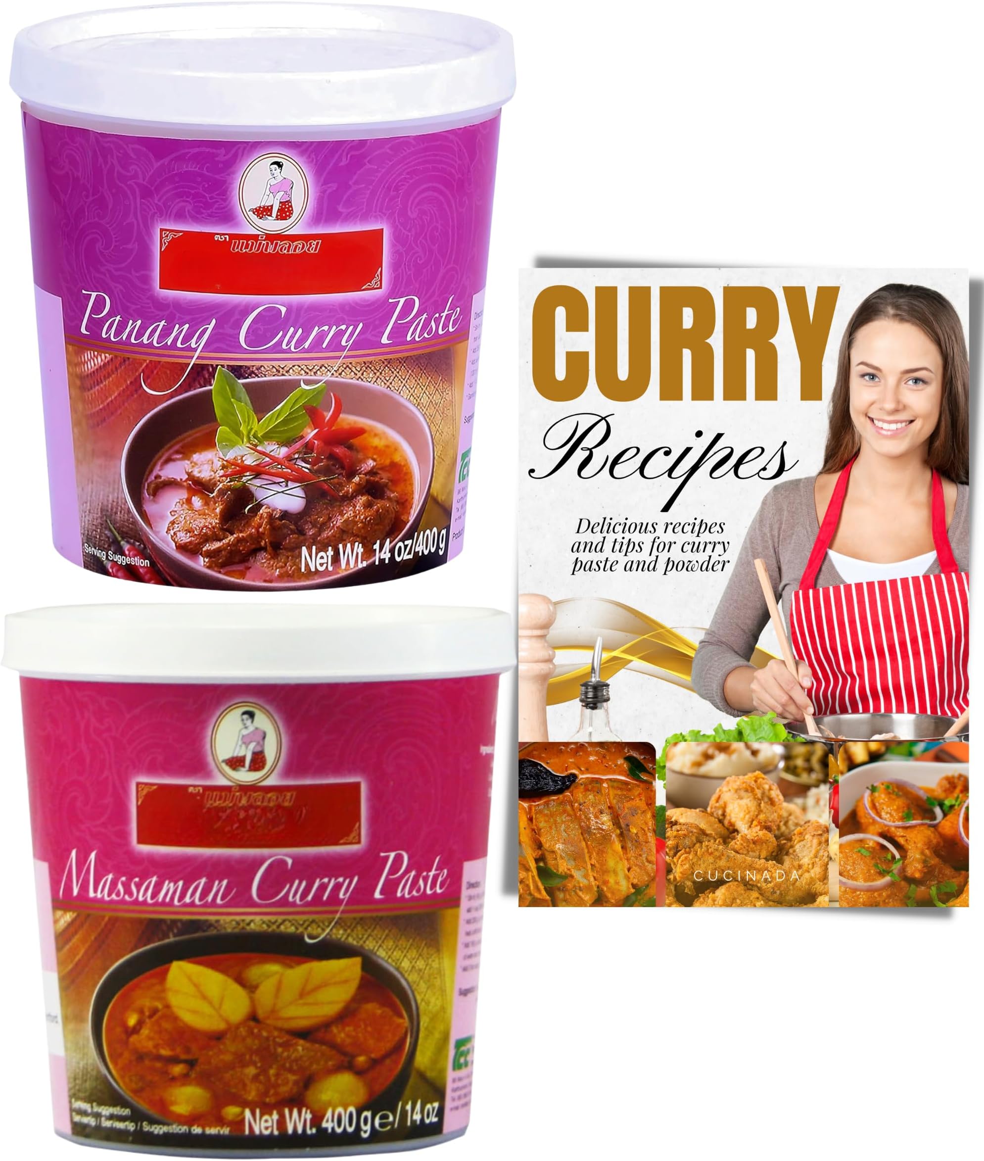 Massaman & Panang Thai Curry Paste (400 g x 2) with Curry Recipe Leaflet | Easy to Use Thai Paste for Tastier Home Meals