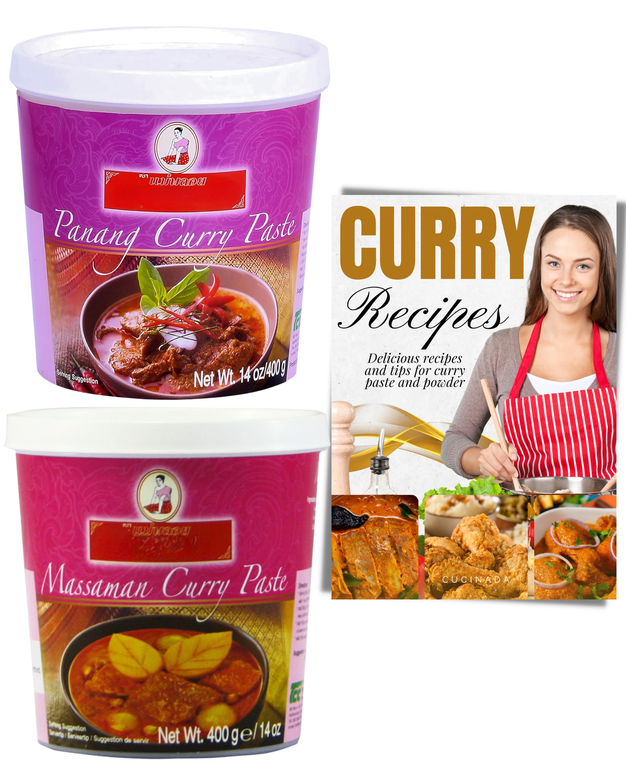 Massaman & Panang Thai Curry Paste (400 g x 2) with Curry Recipe Leaflet | Easy to Use Thai Paste for Tastier Home Meals
