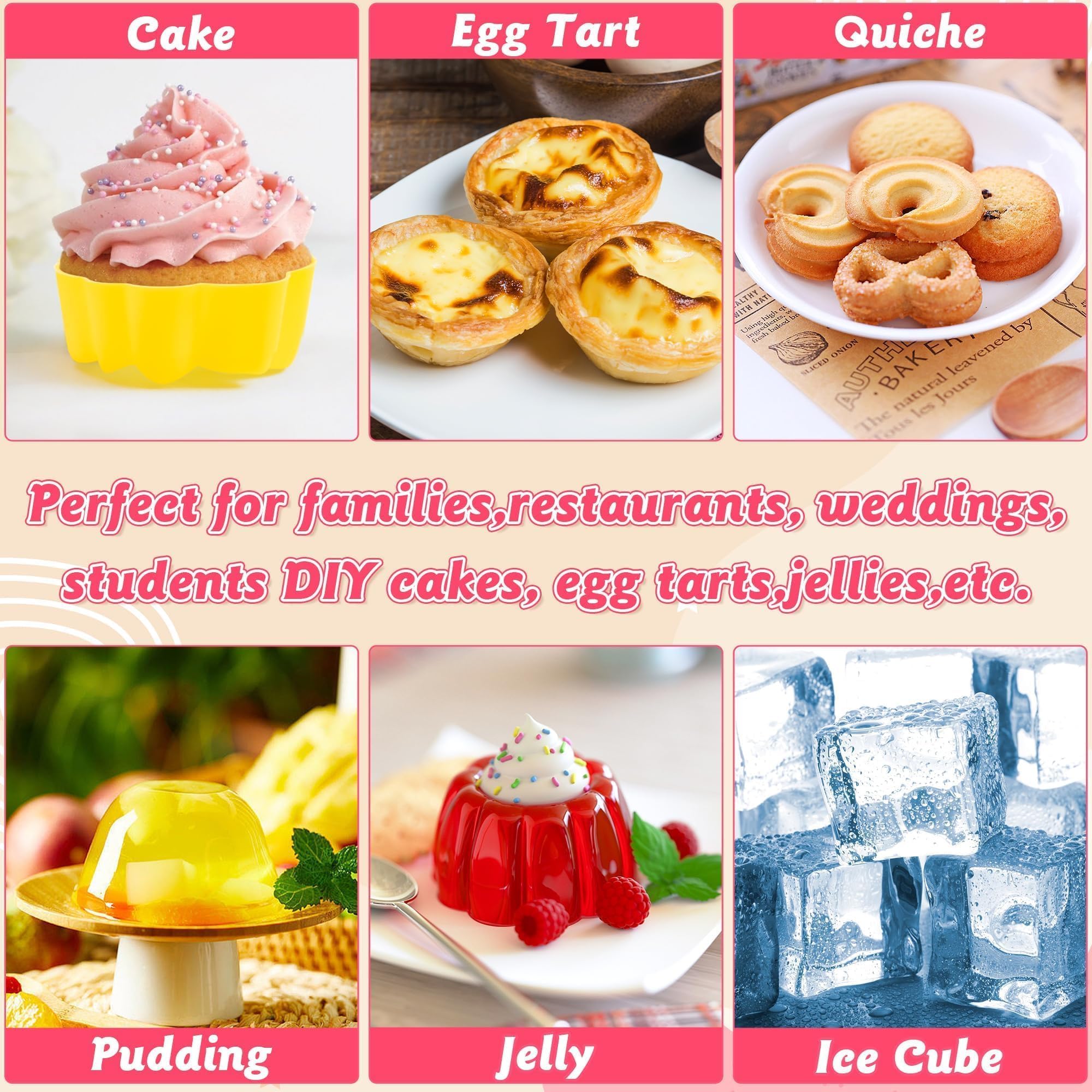 R HORSE 42P Lotu Baking Cup Formen Silikon Muffin Formen, Wiederverwendbare Backformen Lotusblume Sonnenblume Rose Form, Leicht Zu reinigen Antihaft Backwaren für Eis Kuchen Pudding