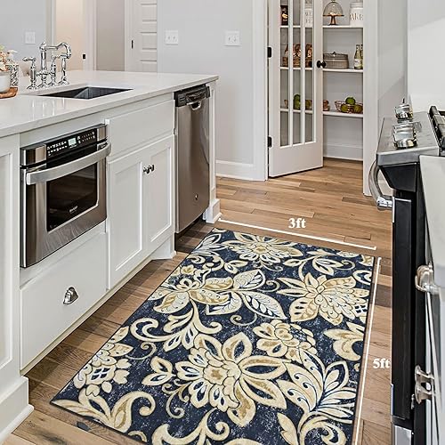 Miniatura 87 de Alfombra de entrada bohemia vintage de 2 x 3 pulgadas, alfombra de entrada pequeña, antideslizante, lavable, tapete para puerta de interior, tapete