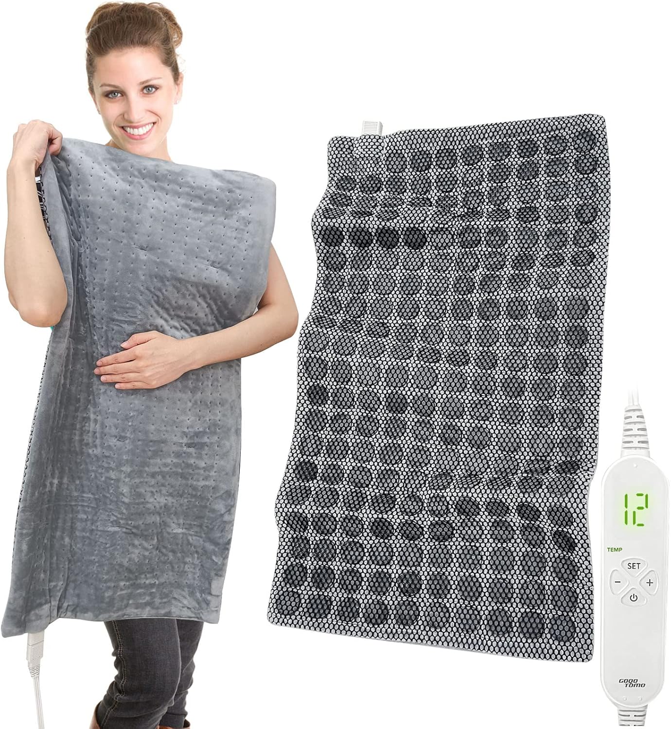 GOQOTOMO Natural Jade Stone Weighted Heating Pad Fast